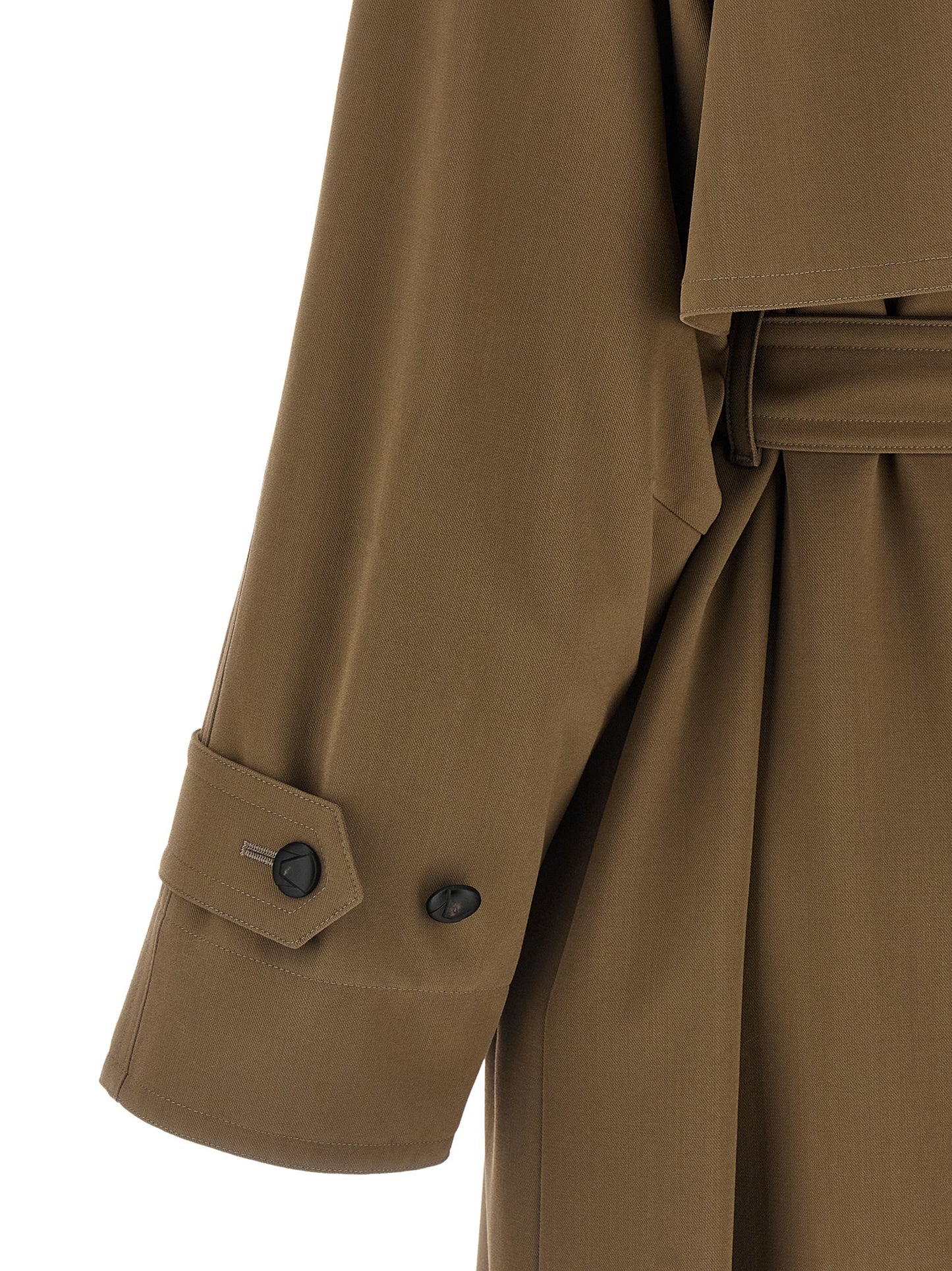 This Max Mara women virgin wool Trench Coat in brown presents a high style silhouette, meticulously detailed with water-resistant and a high style for a sophisticated, timeless look.