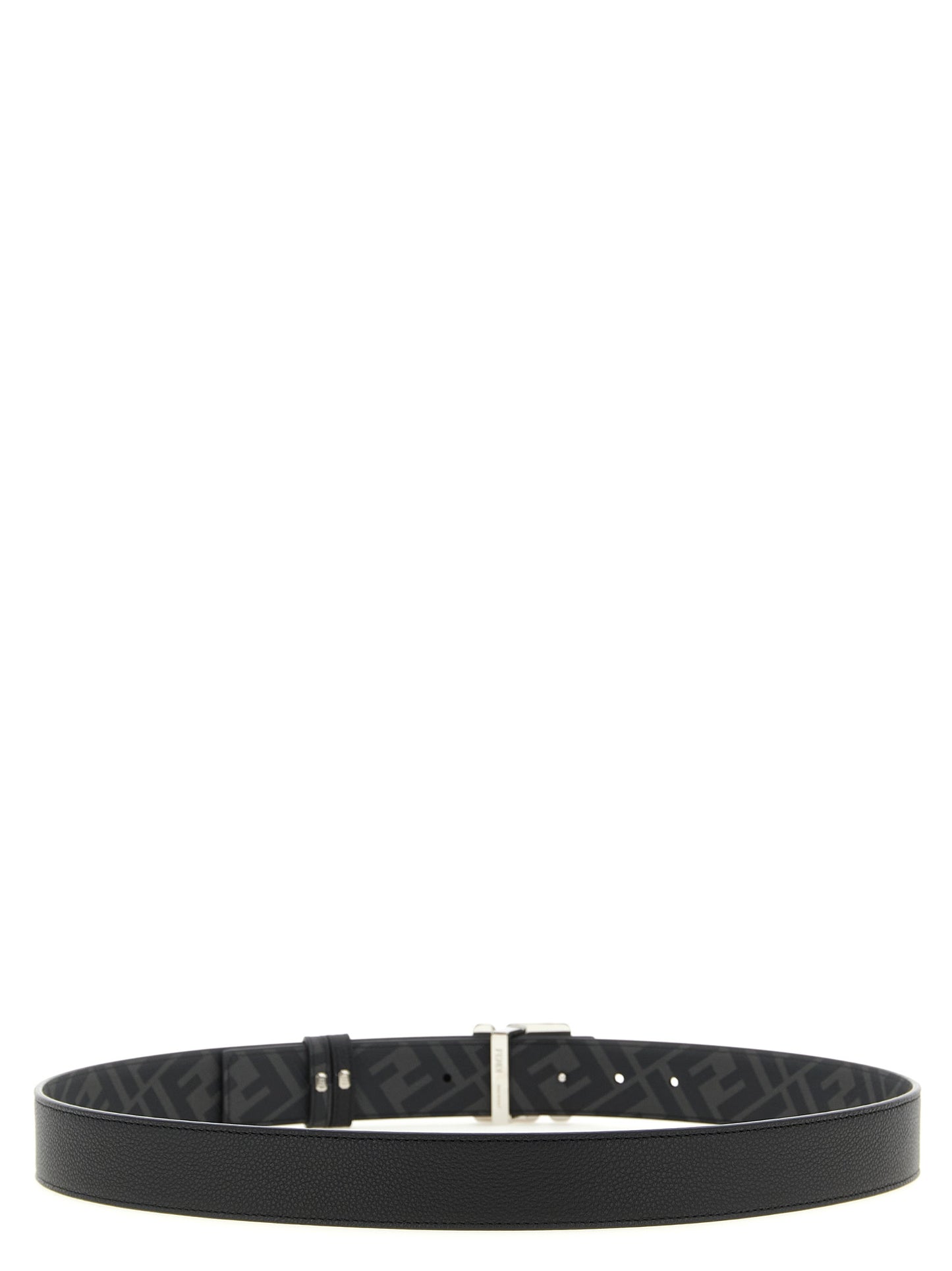 Fendi Canvas & Calfskin Leather Belt - Black Gray Multicolor