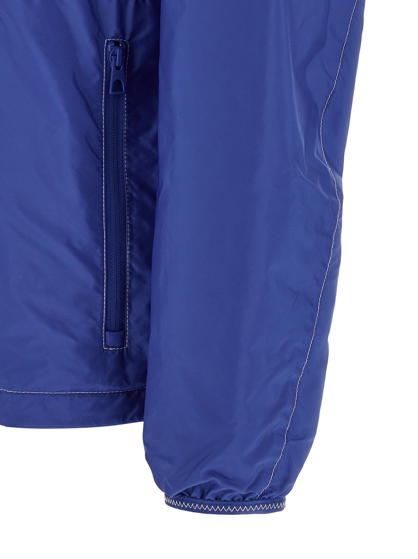 Moncler Men's Nylon Felt Hooded Windbreaker Jacket - Blue Signature