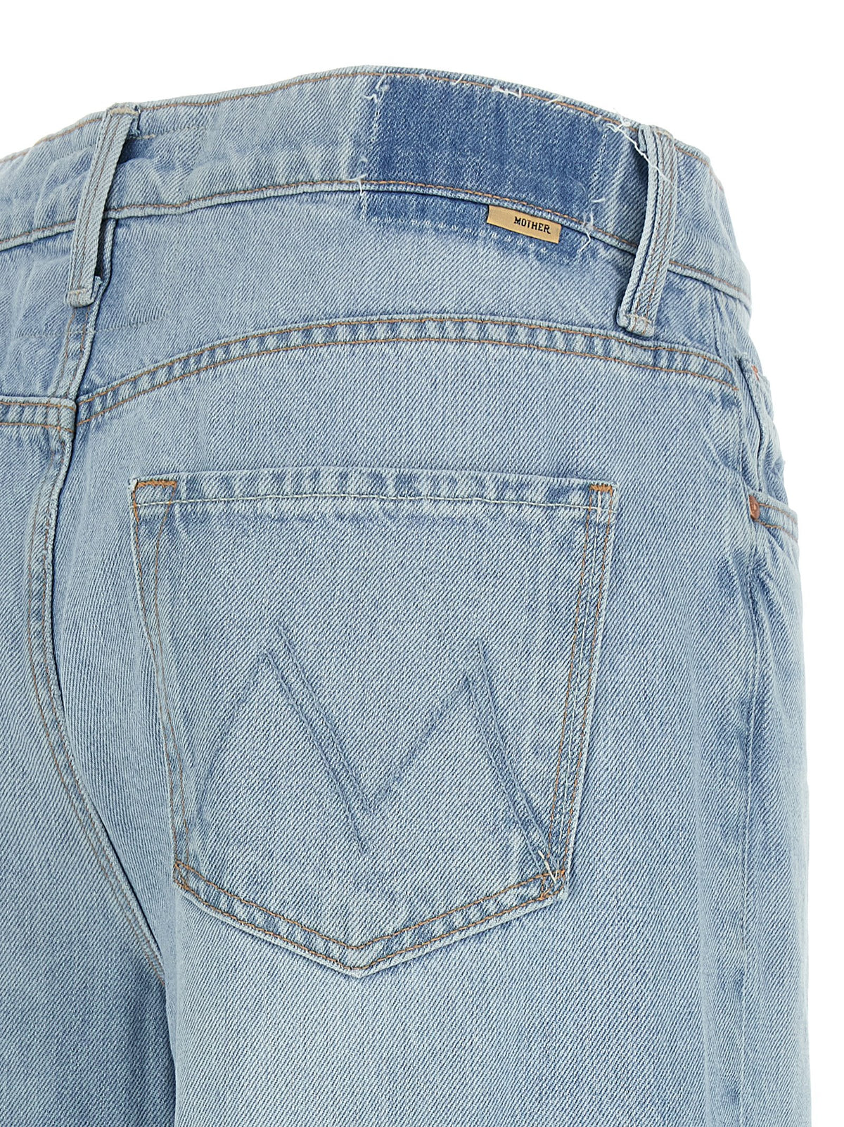 Jeans by Mother Denim for women in denim cotton light-blue features a polished silhouette with a polished relaxed-fit, reaching a polished long and finished with a polished .
