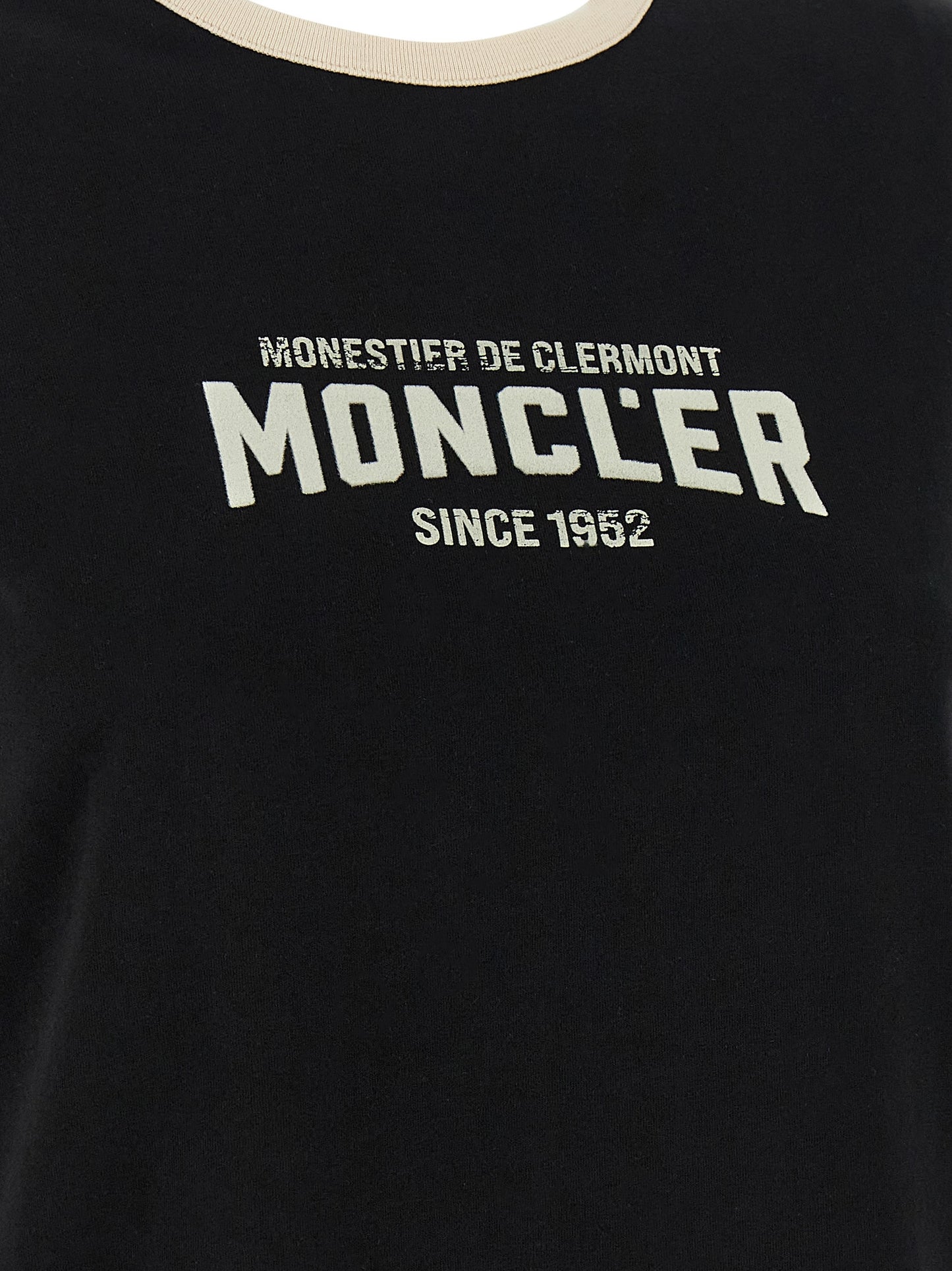 T-Shirt by Moncler for women in cotton black features an edgy silhouette, meticulously detailed with a sophisticated and for a truly edgy finish.