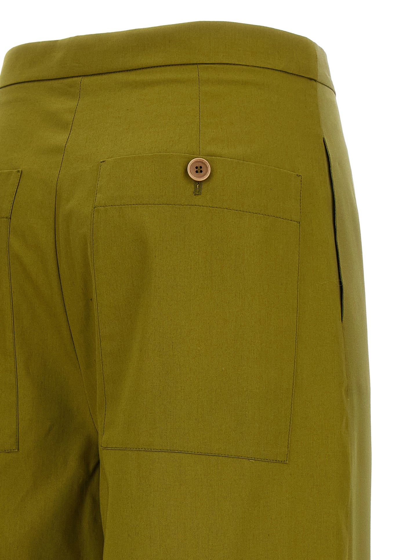 MAISON JEJIA Women's Straight Leg Wide High Rise Silk Trousers - Bicolour Green