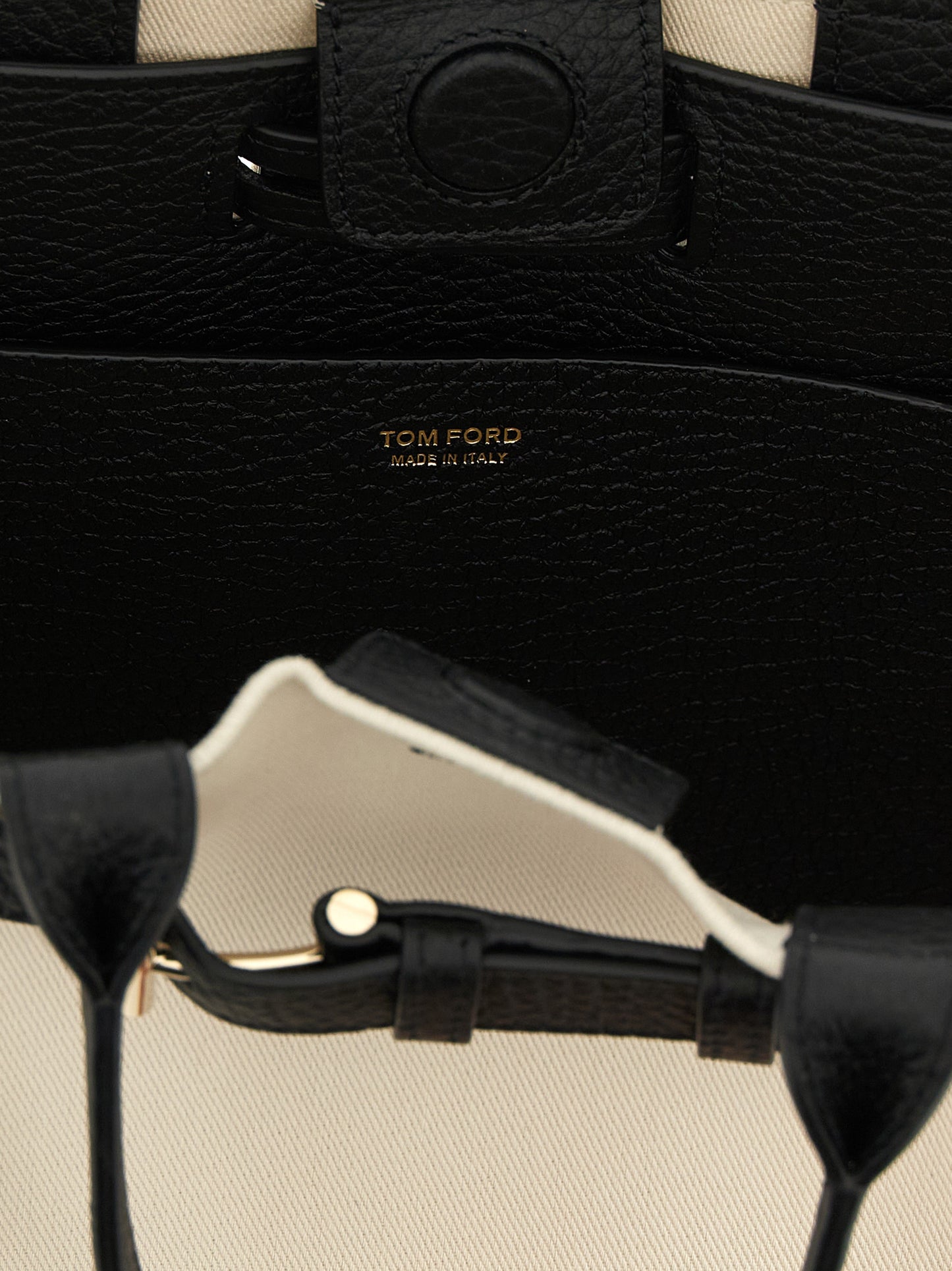 Tom Ford Audrey Cotton Polyester Canvas Shopper Tote Bag - Bicolour Black White