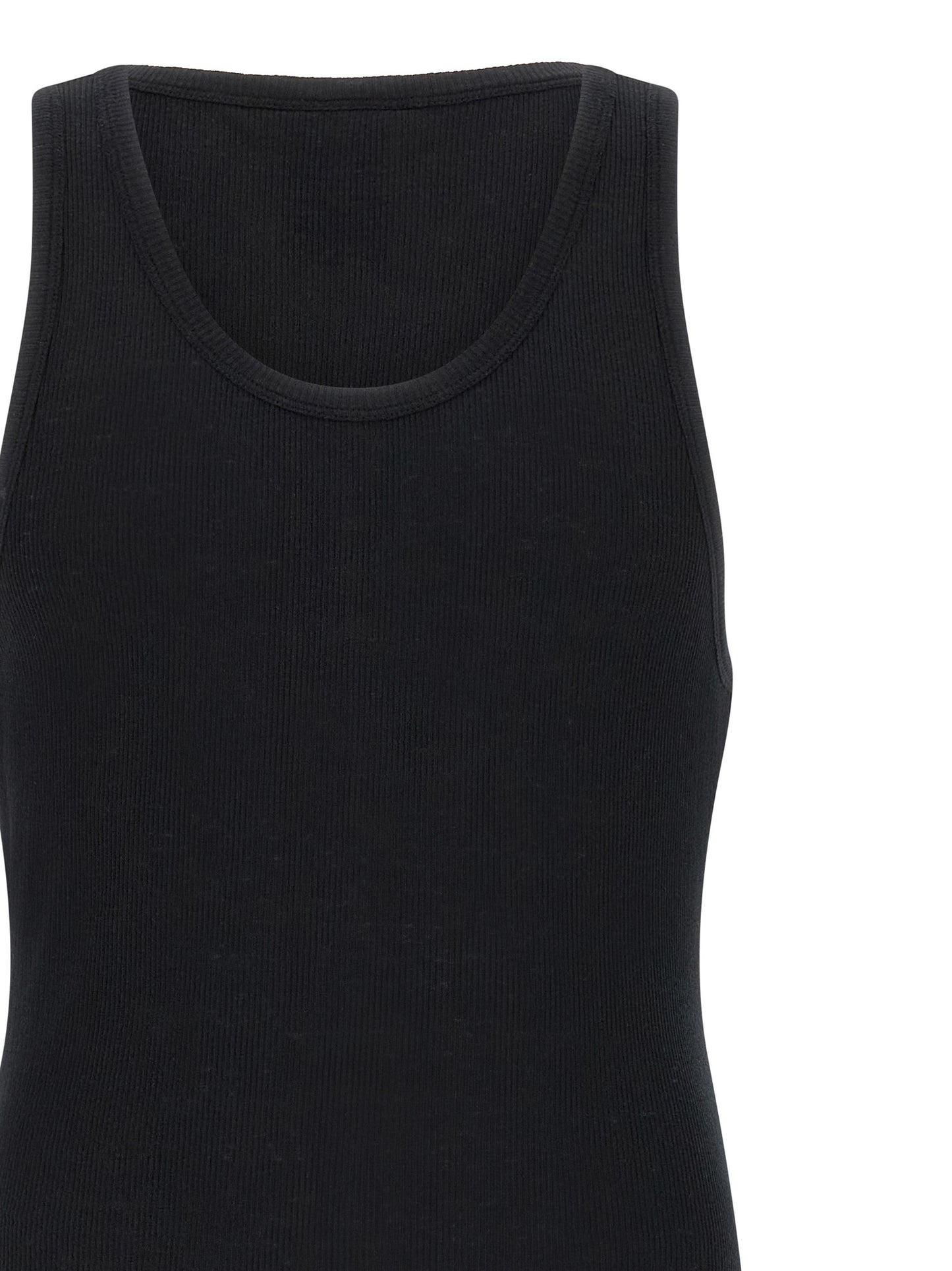 Thom Krom Men's Round Neck Linen & Cotton Tank Top - Black