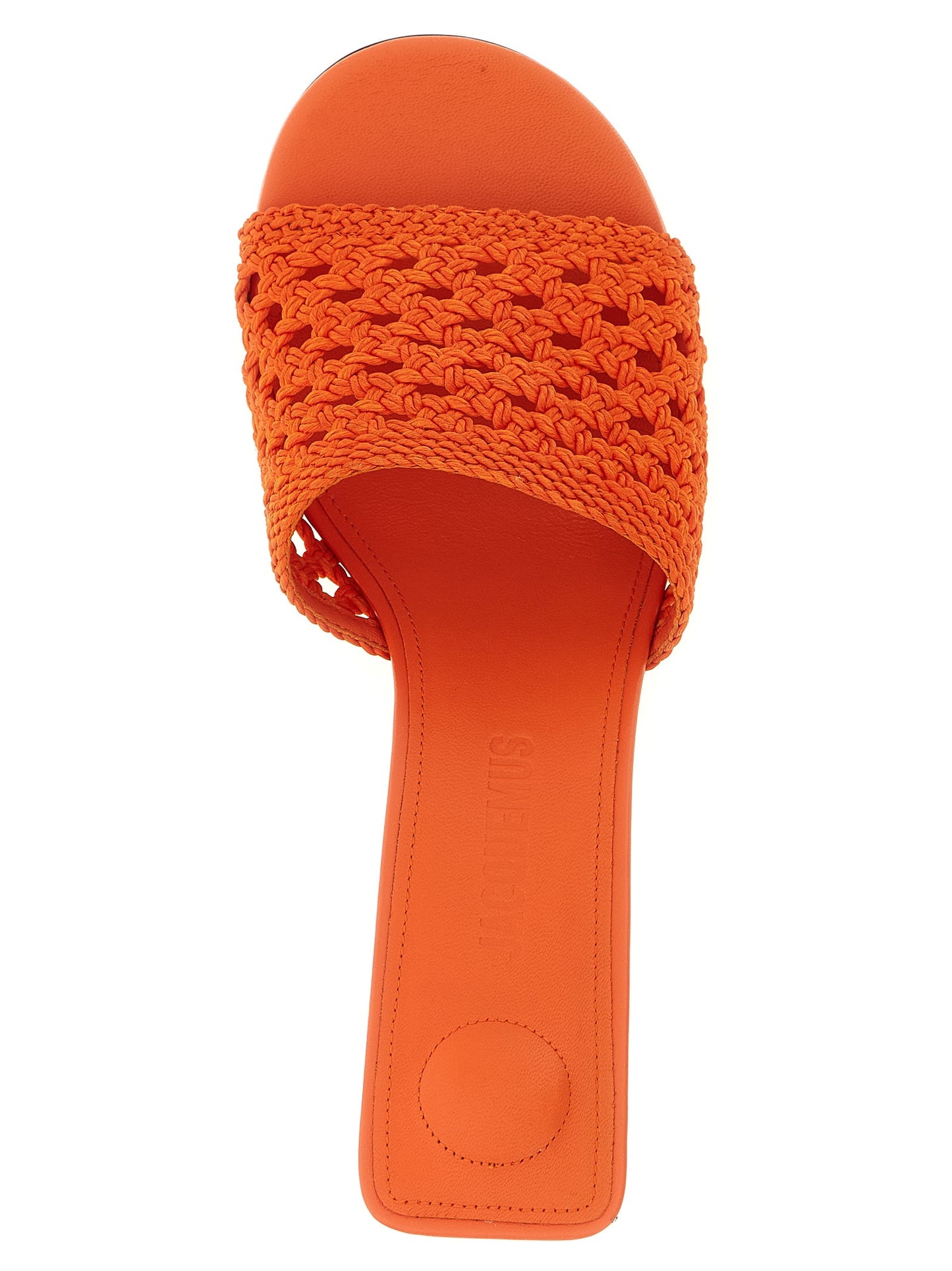 Jacquemus Women's Raffia Polyester & Lambskin Leather Platform Mules Sandals - Orange