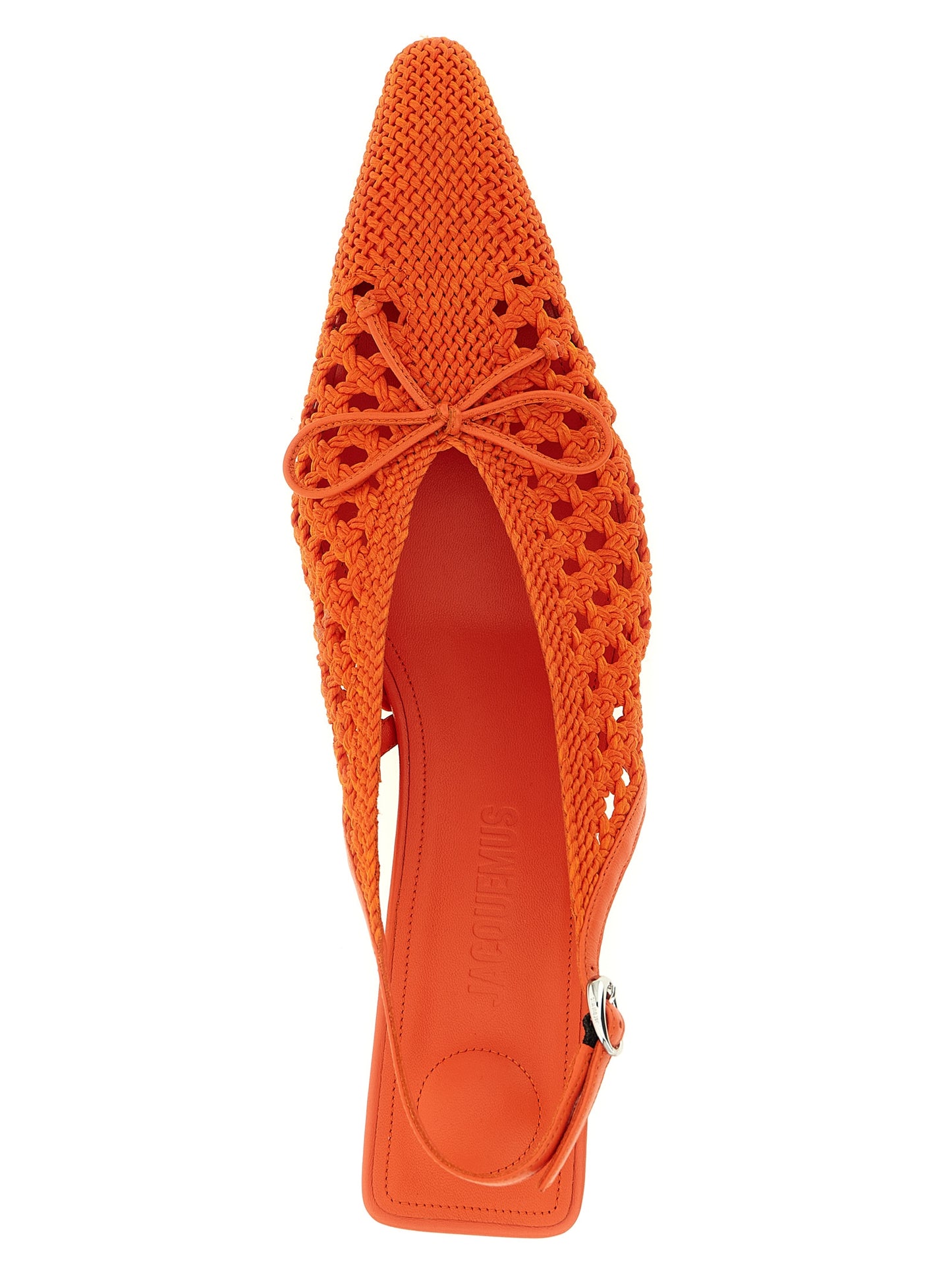 Jacquemus Women's Raffia Polyester & Lambskin Leather Mid-Heel Spool Slingback Pumps Heels - Orange