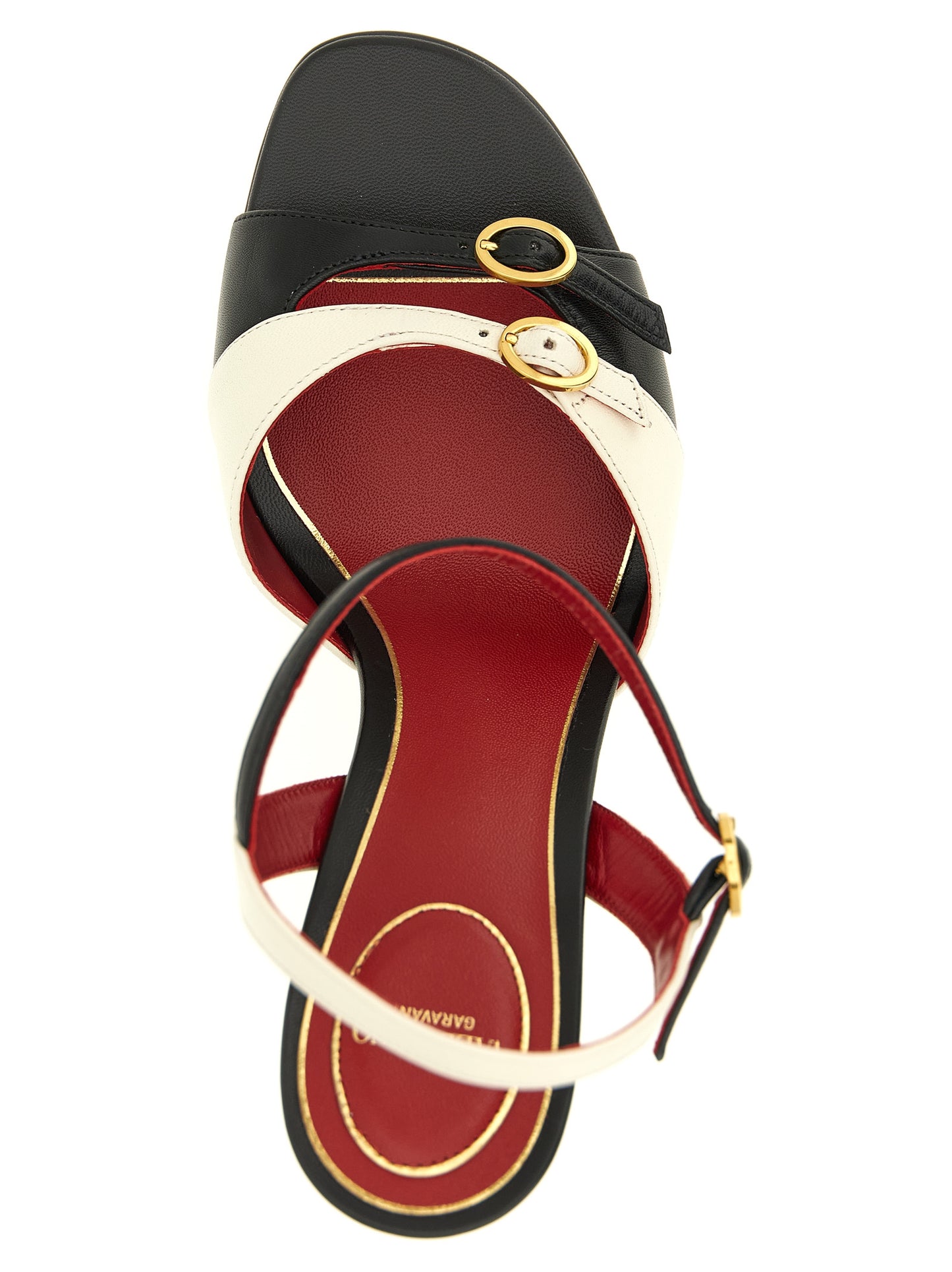 Valentino Garavani V Logo Women's Calfskin Leather Platform Stiletto Sandals - Bicolour Black White Signature