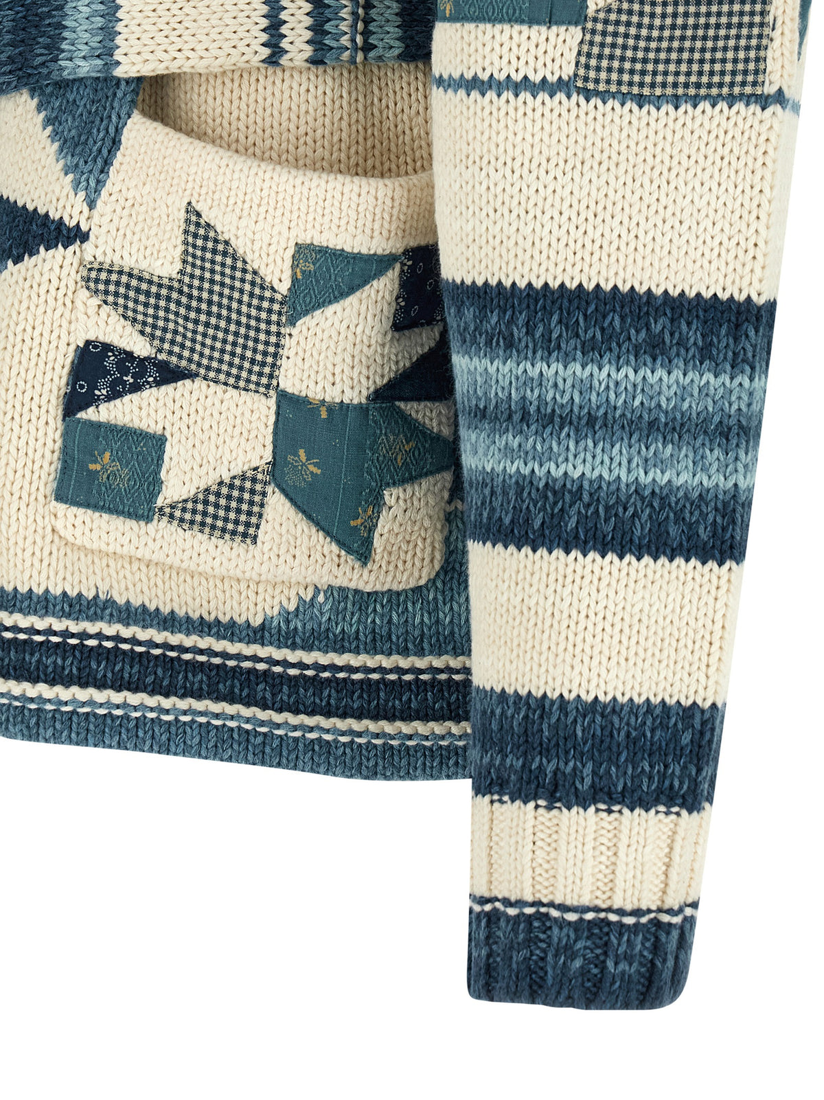 Cardigan by Polo Ralph Lauren for men in linen & cotton blue & patchwork features an crisp silhouette, showcasing a sophisticated and detail for a truly crisp finish.