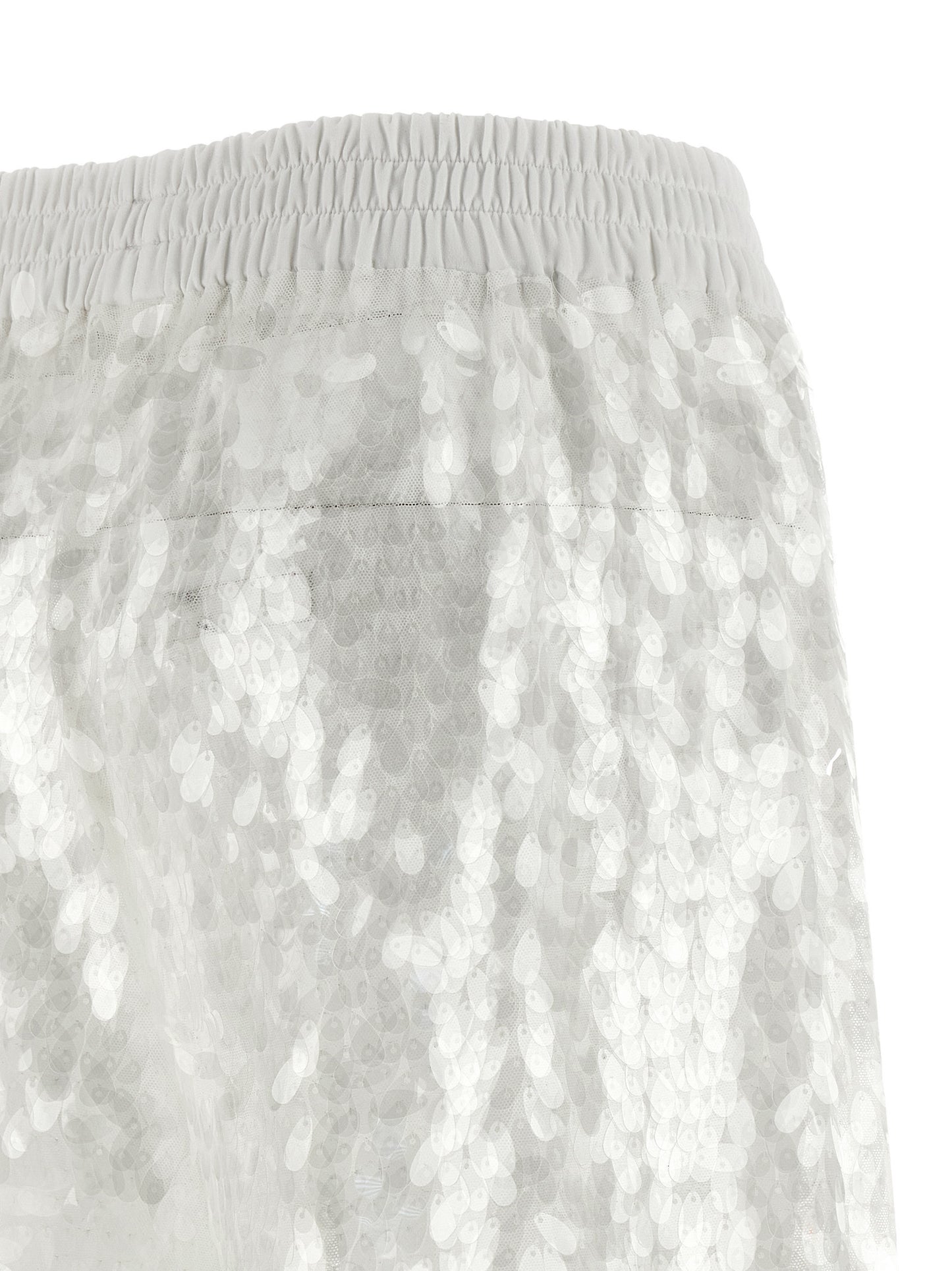 Norma Kamali Women's Straight Wide Boyfriend Nylon & Sequins Trousers - White