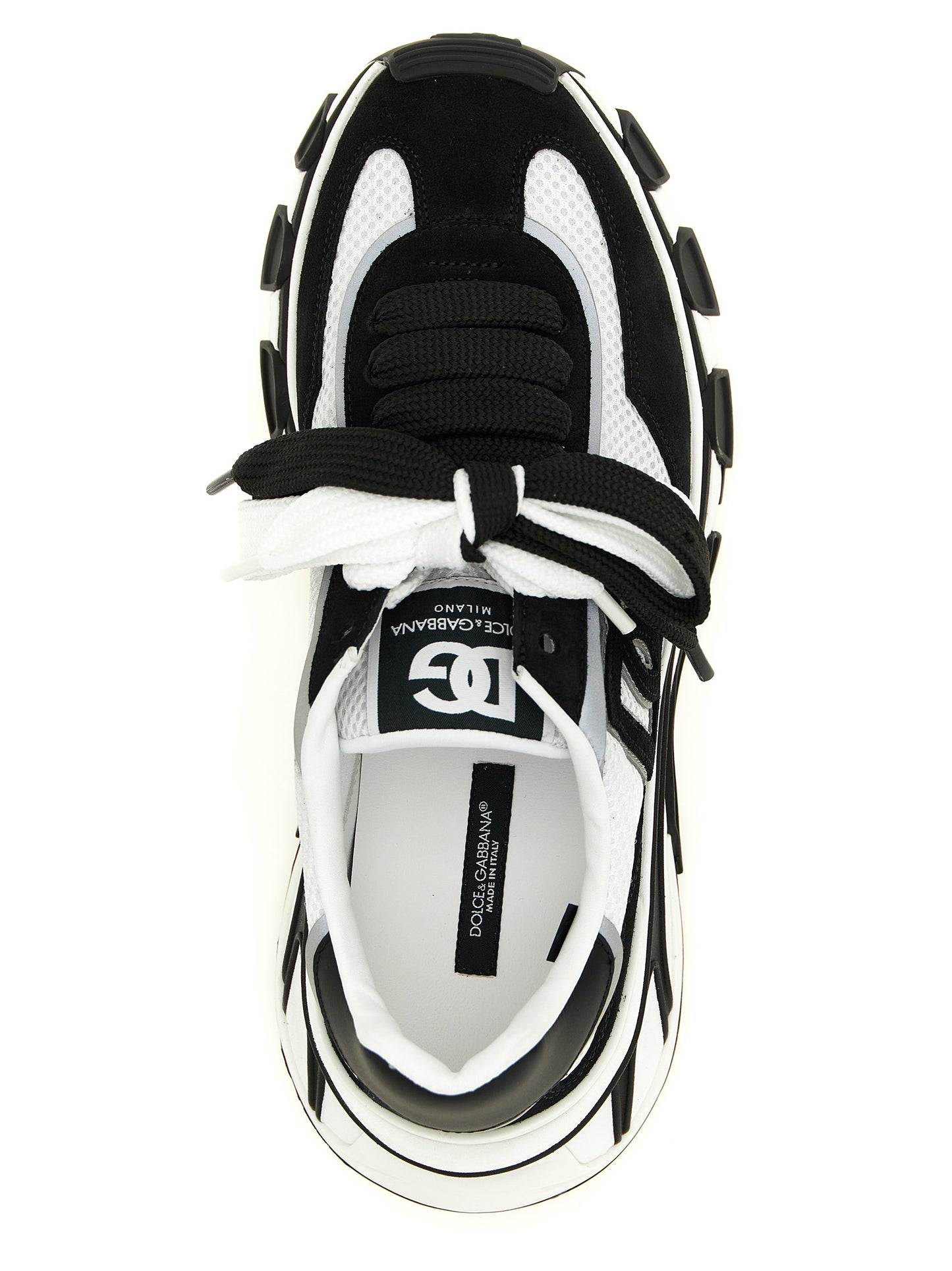 Athletic Sneakers by Dolce & Gabbana for women in tu polyester & suede calf leather bicolour, black & white features an effortless chic silhouette, showcasing the signature athletic style of the Women's Athletic TU Polyester & Suede Calf Leather Sneakers collection with a truly effortless chic finish.