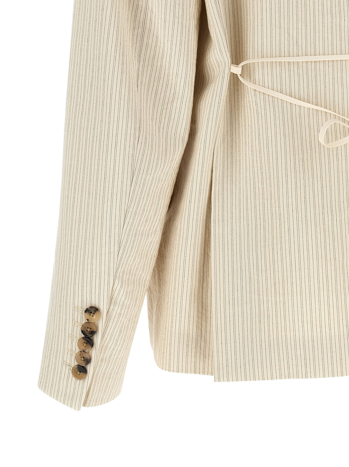 Dries Van Noten Women's Padded Double Breasted Cotton Blazer - Beige Horn Striped
