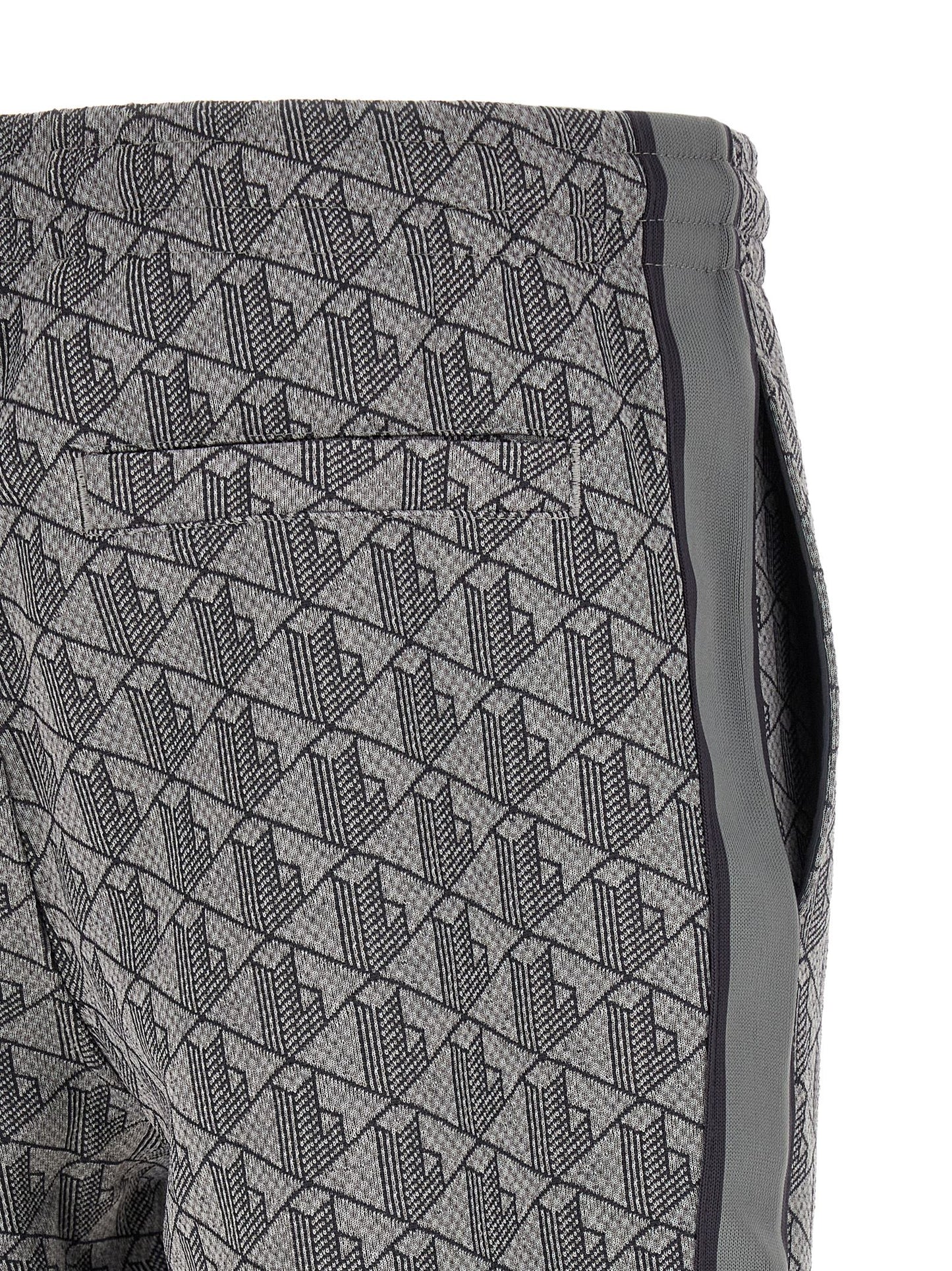 Lacoste Men's Straight Leg Polyamide Polyester & Cotton Joggers - Gray Jacquard Monogram