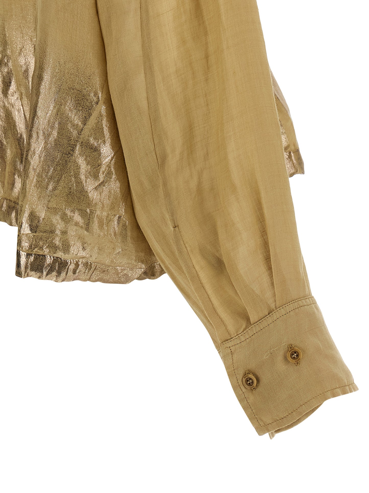 Blouse by NUDE for women in linen brown & nude showcases a sublime silhouette, artfully detailed with a sublime and for a sophisticated, sublime finish.
