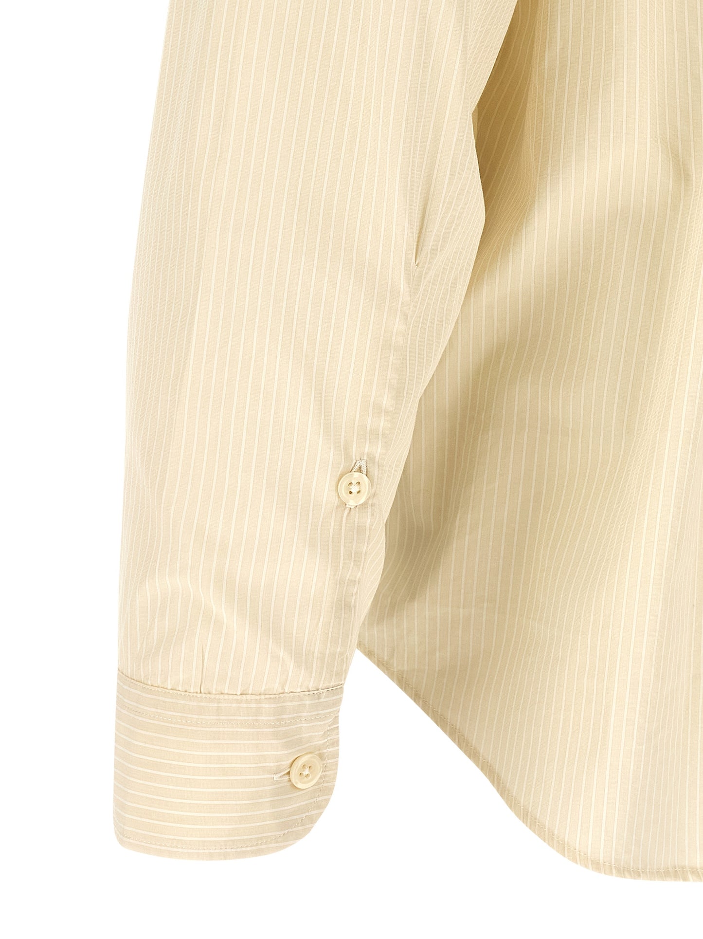 MFPEN Men's Long-Sleeve Cotton Shirt - Beige Pearl Patterned Striped