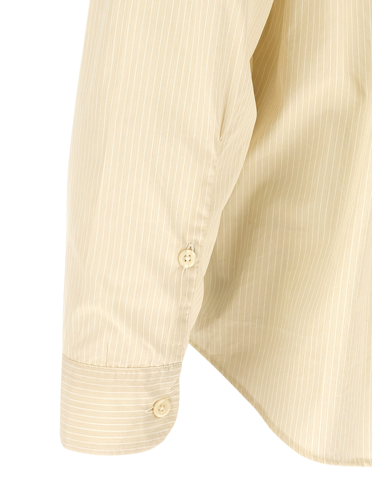 MFPEN Men's Long-Sleeve Cotton Shirt - Beige Pearl Patterned Striped