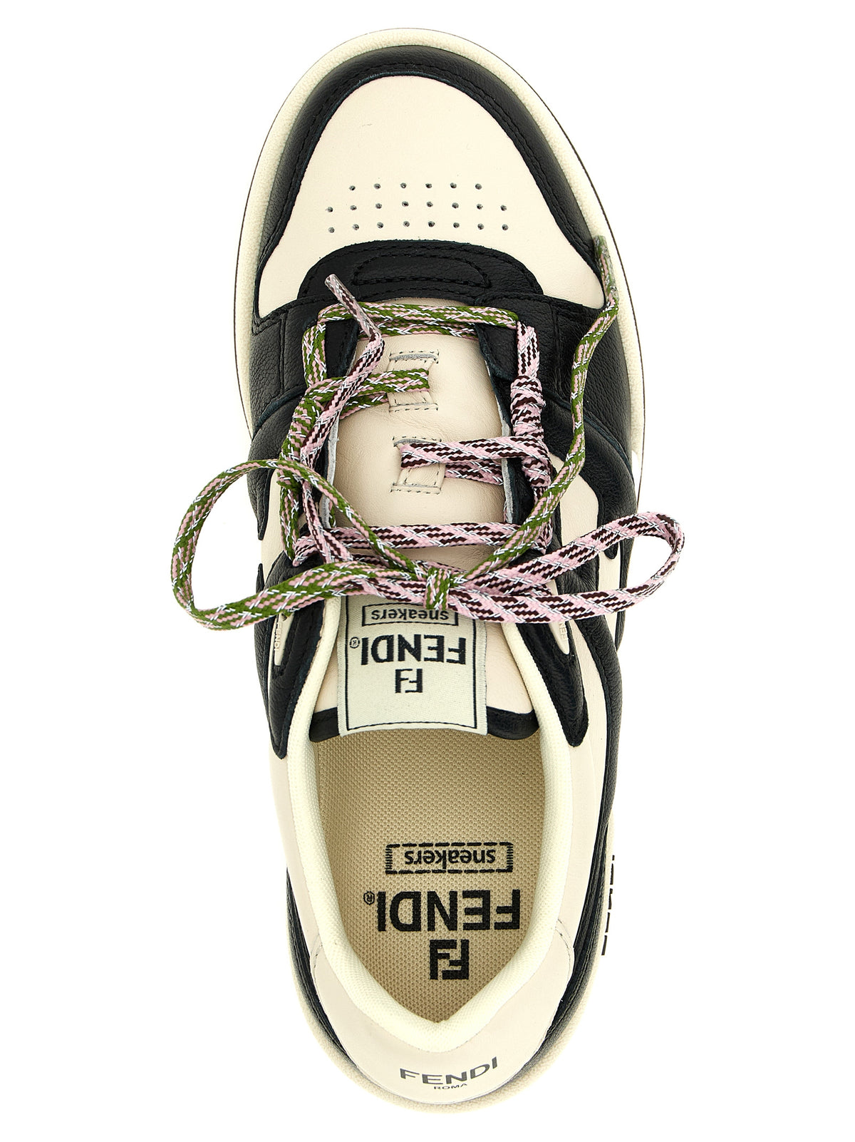 Fendi Women's Slip On Calfskin Leather Athletic Sneakers - Bicolour Black White Signature