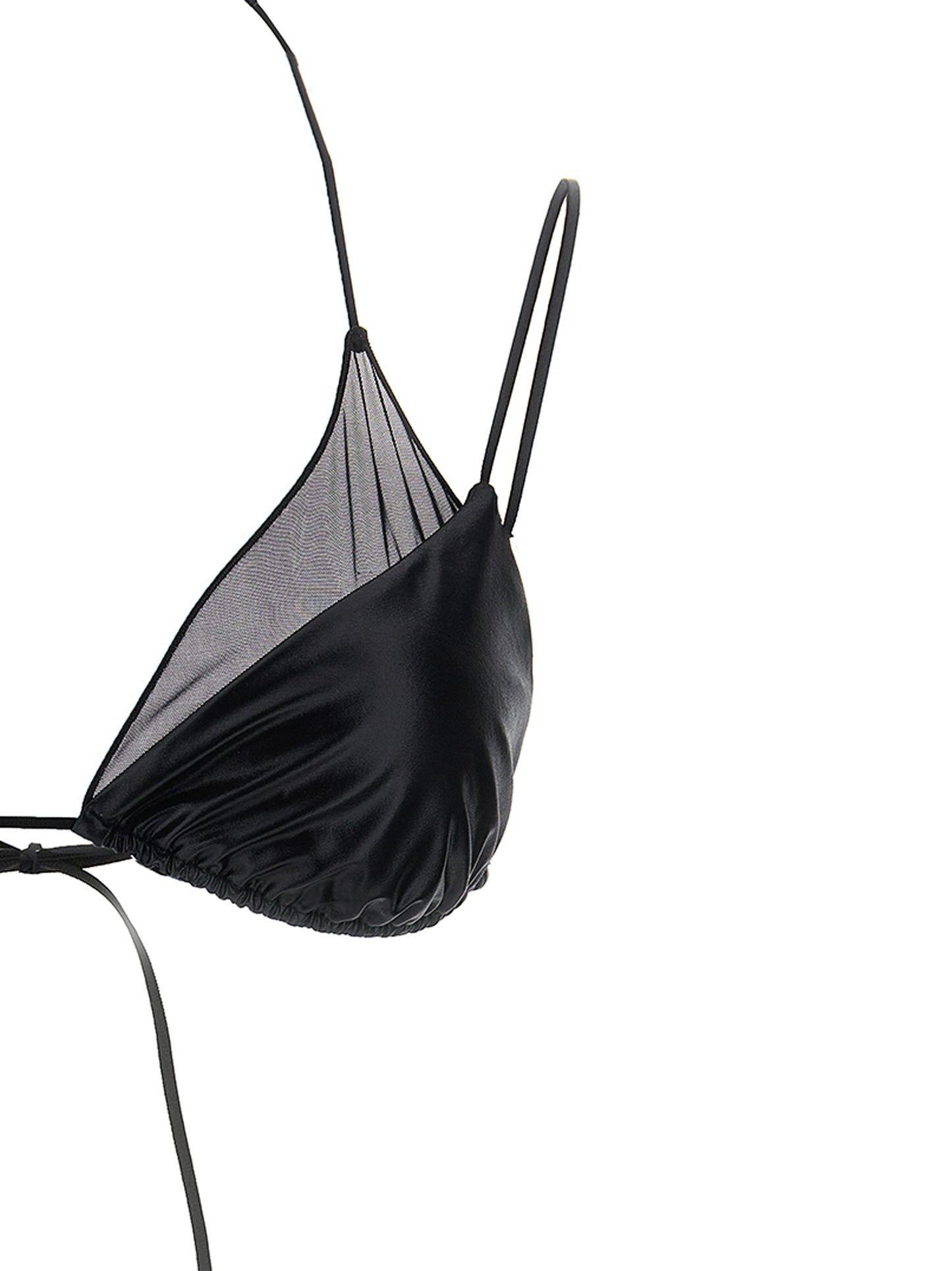 ALLIS Ella Women's Stretch Polyester Satin Bikini - Black Transparent
