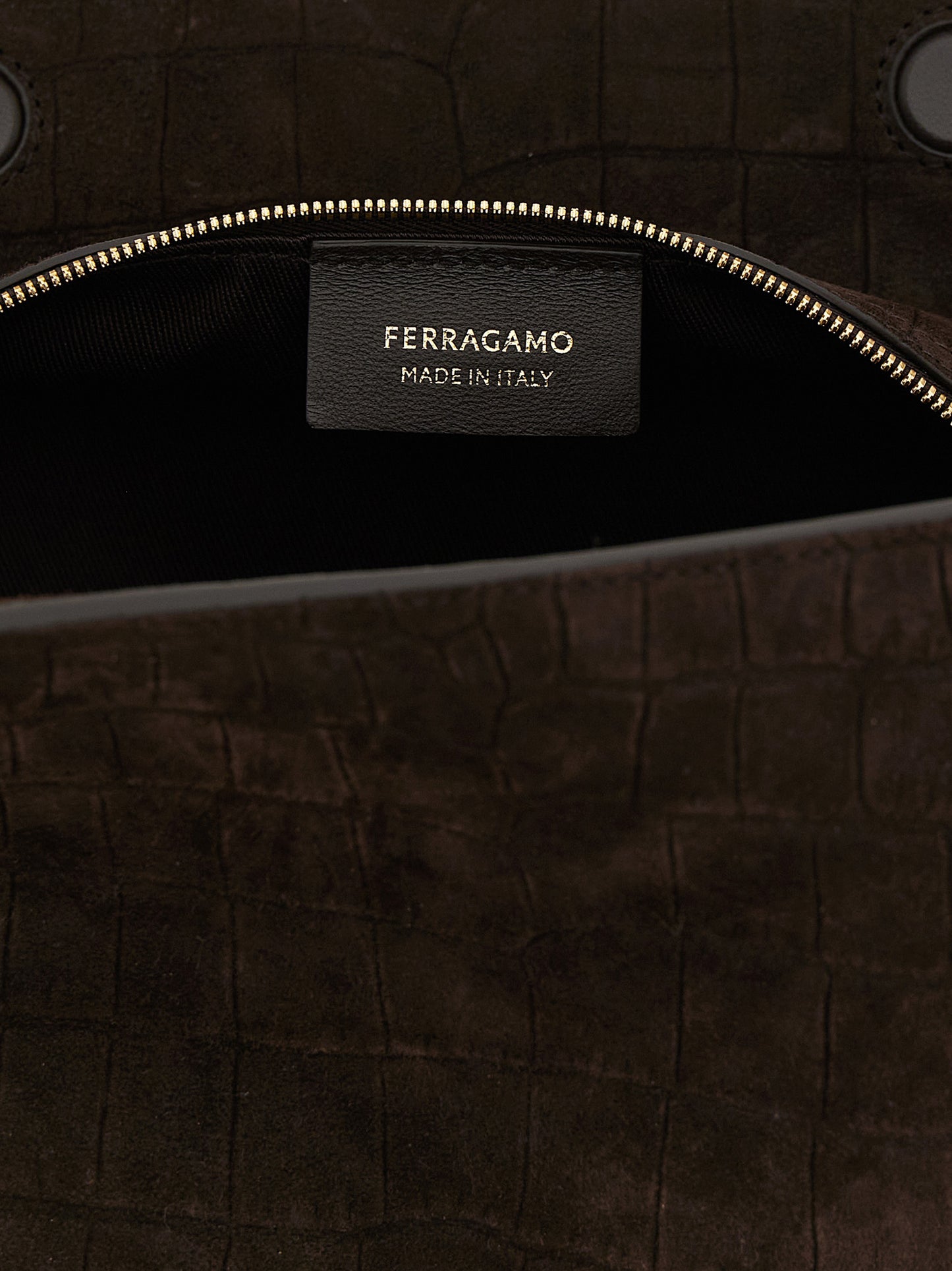Ferragamo Gancini Exotic Leather Shoulder Bag - Brown