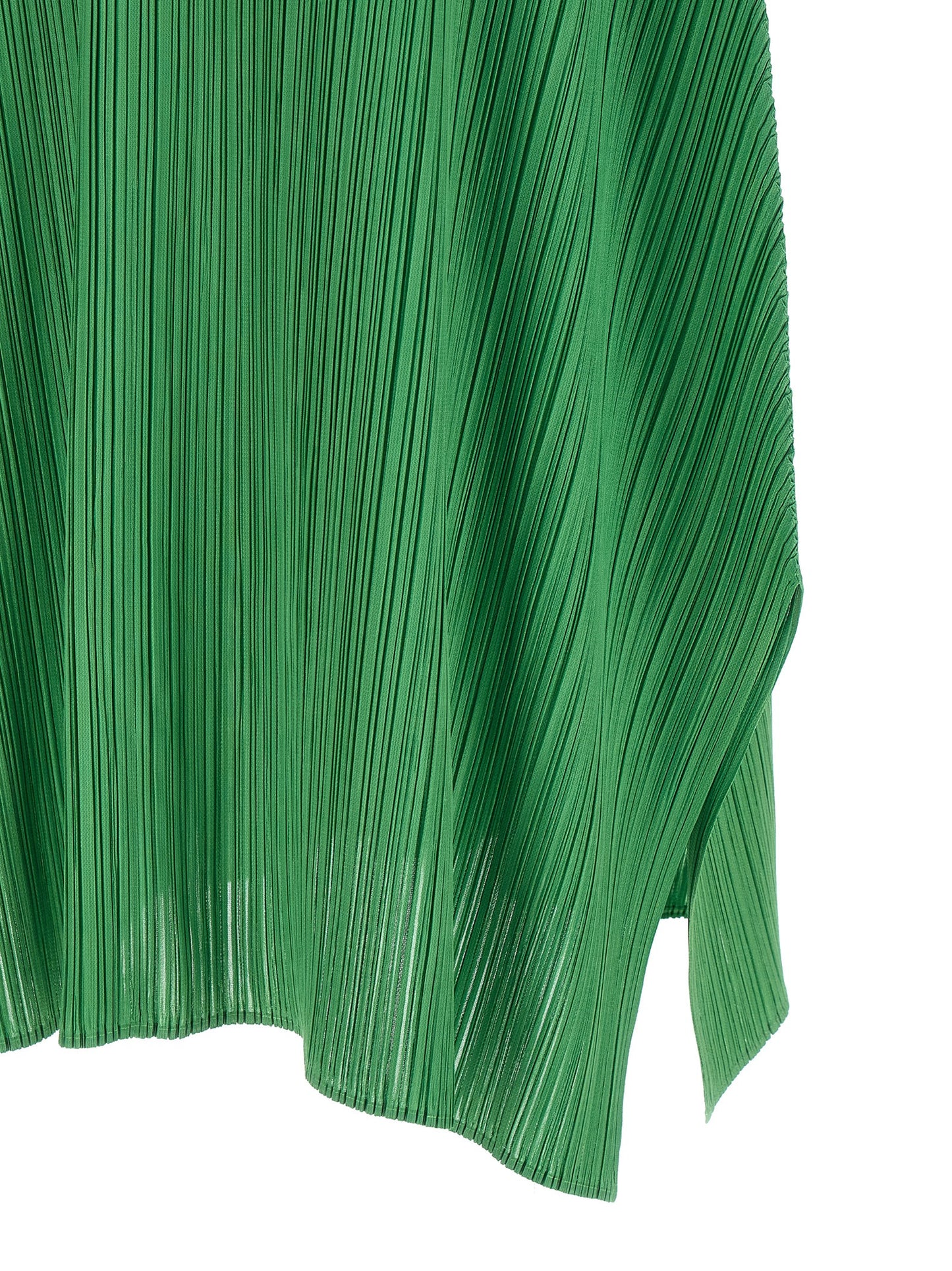 PLEATS PLEASE ISSEY MIYAKE Women's Short-Sleeve V Neck Polyester Dress - Bicolour Green
