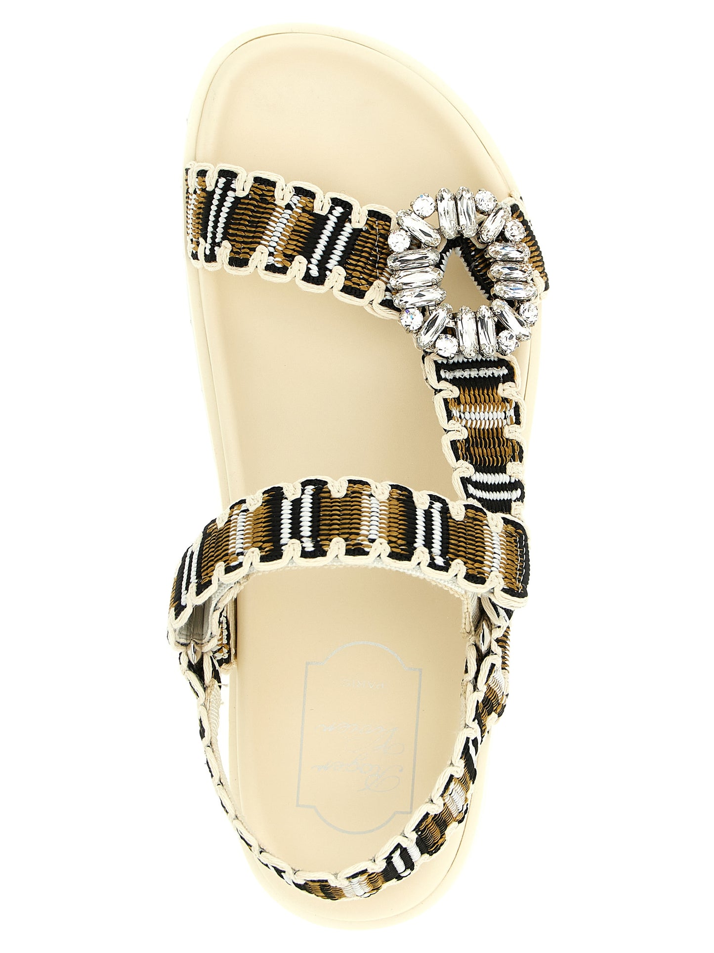Roger Vivier Viv Women's Cotton Polyester Leather & Crystal Flat Sandals - Multicolor