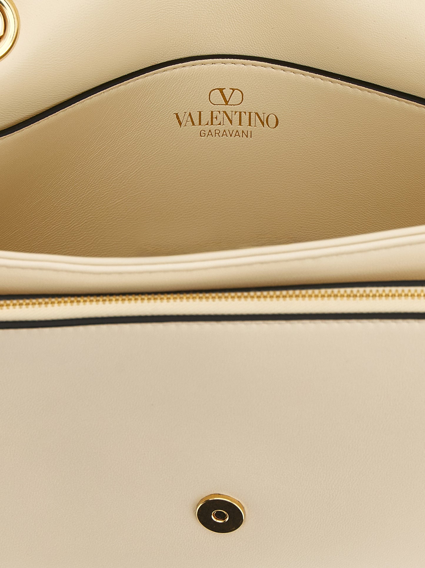 Valentino Garavani V Logo Lamb Leather Medium 2-in-1 Shoulder & Crossbody Flap Bag - White Signature