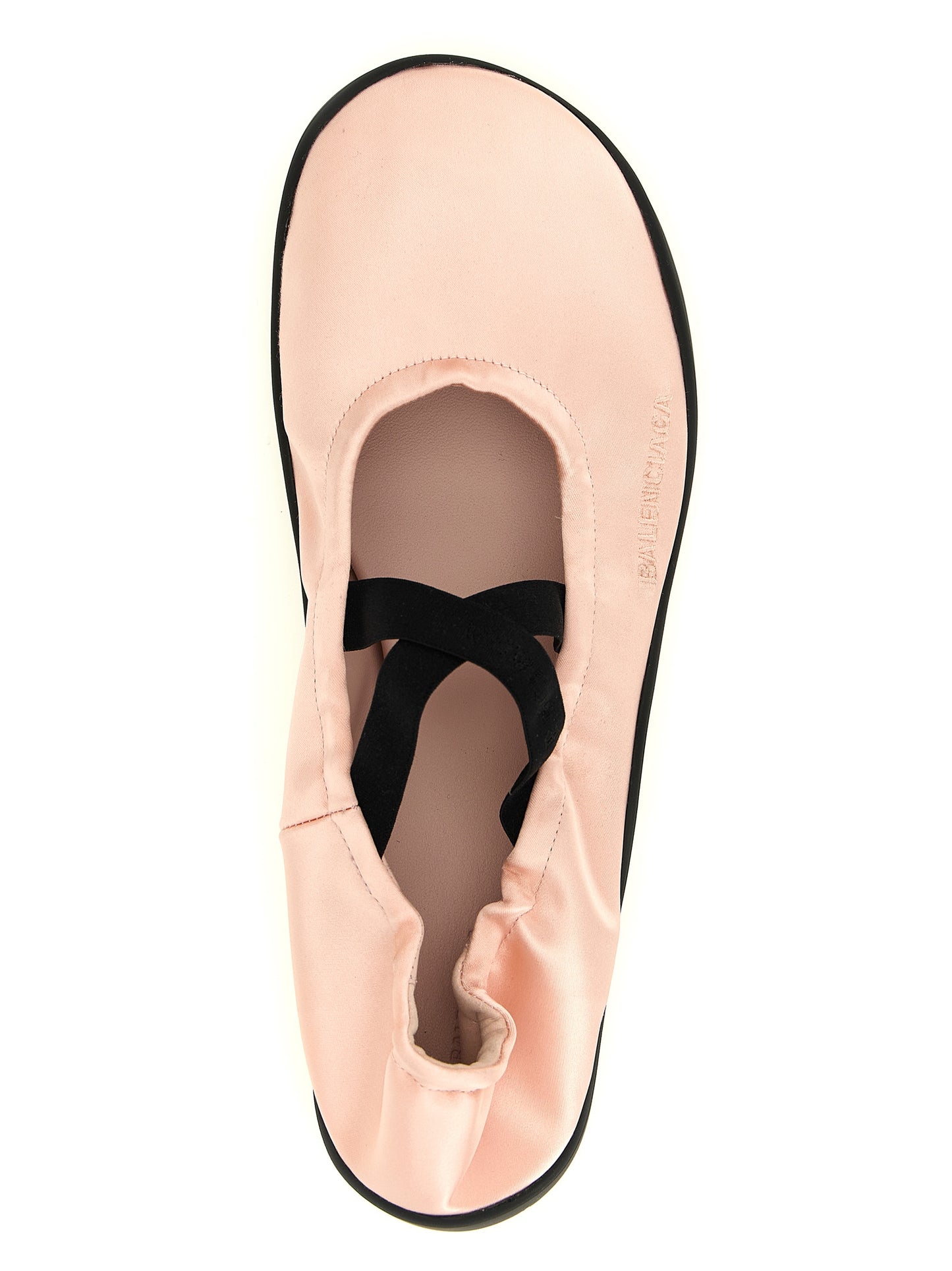 Balenciaga Women's Satin Polyester TU & Lambskin Leather Ballet Flat Shoes - Multicolor Pink Signature