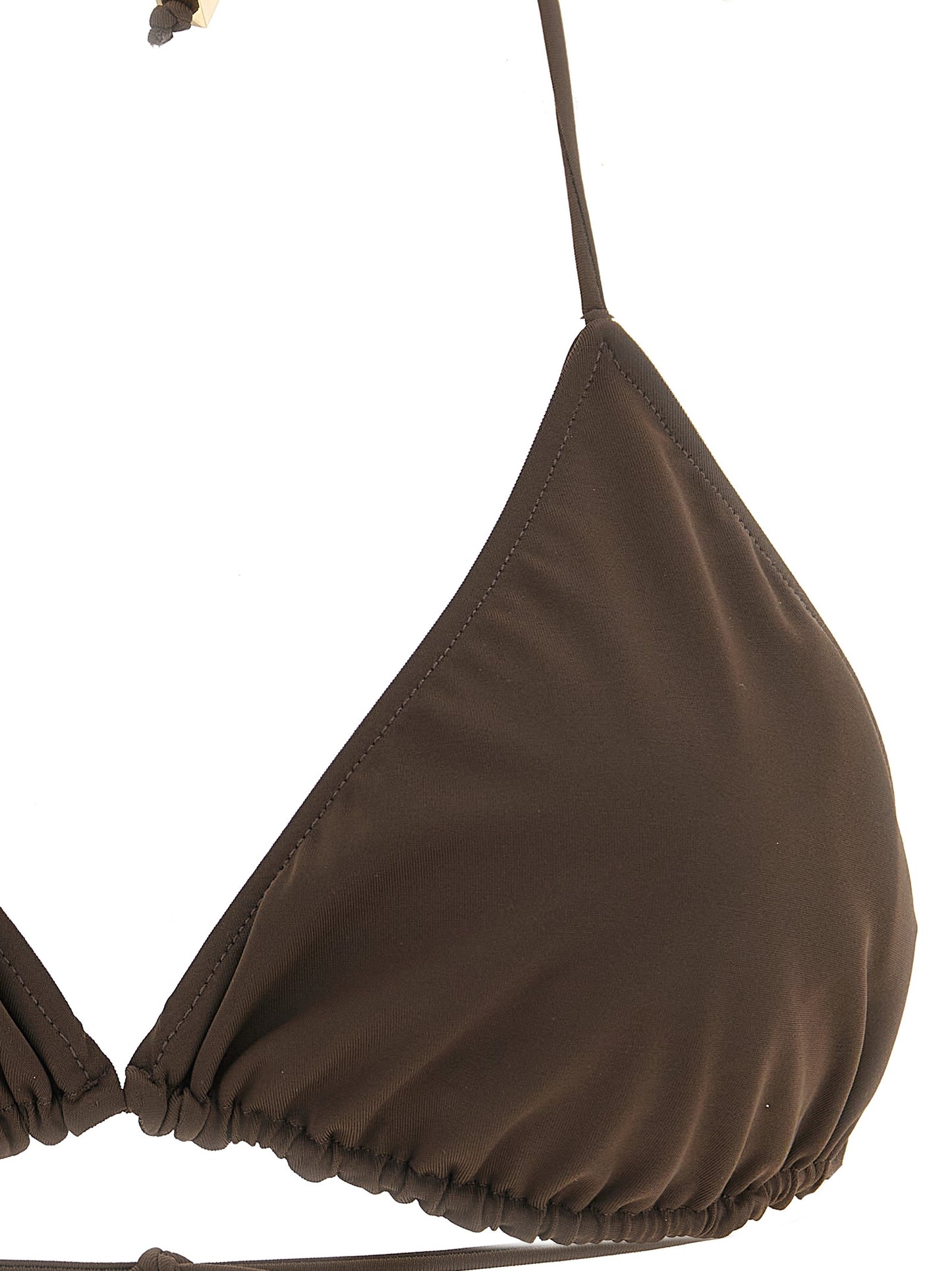 Swimwear Top by Jacquemus for women in stretch polyamide brown & signature features a resort ready silhouette, elegantly capturing the resort ready essence of the Women's Stretch Polyamide Swimwear Top design.
