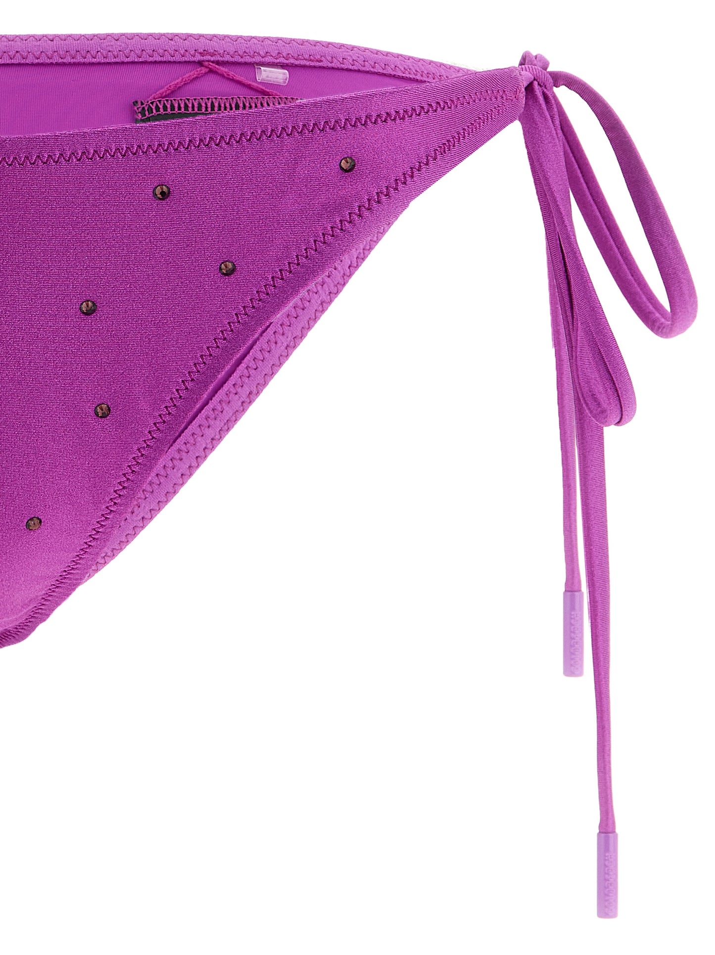 Bikini by GOLDBERGH for women in polyamide satin & crystal purple features an dramatic silhouette, artfully capturing the essence of the dramatic Women's Polyamide Satin & Crystal Bikini design with a sophisticated dramatic cut.
