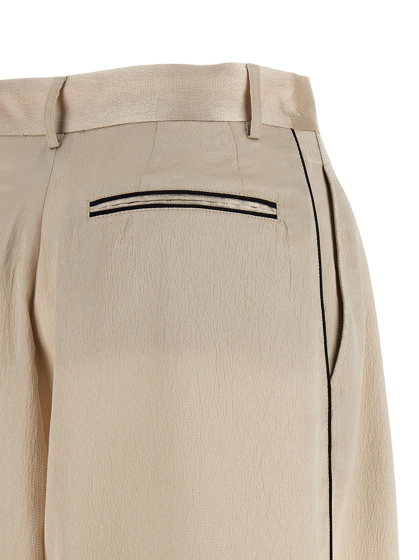 MAISON JEJIA Women's Wide High Rise Silk Polyester Satin Casual Pants - Beige