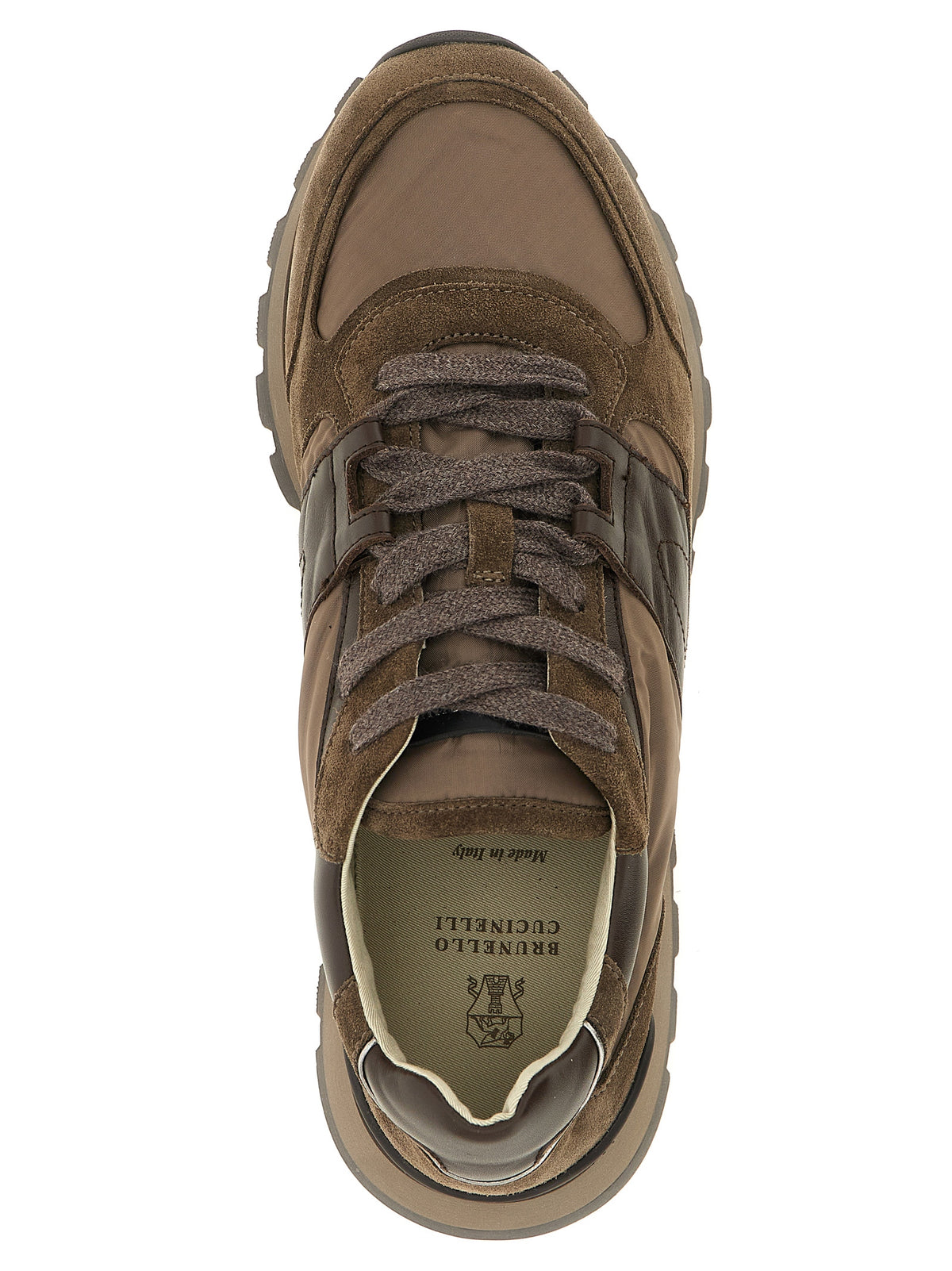 Brunello Cucinelli Women's Athletic TU & Calfskin Suede Leather Sneakers - Bicolour Green