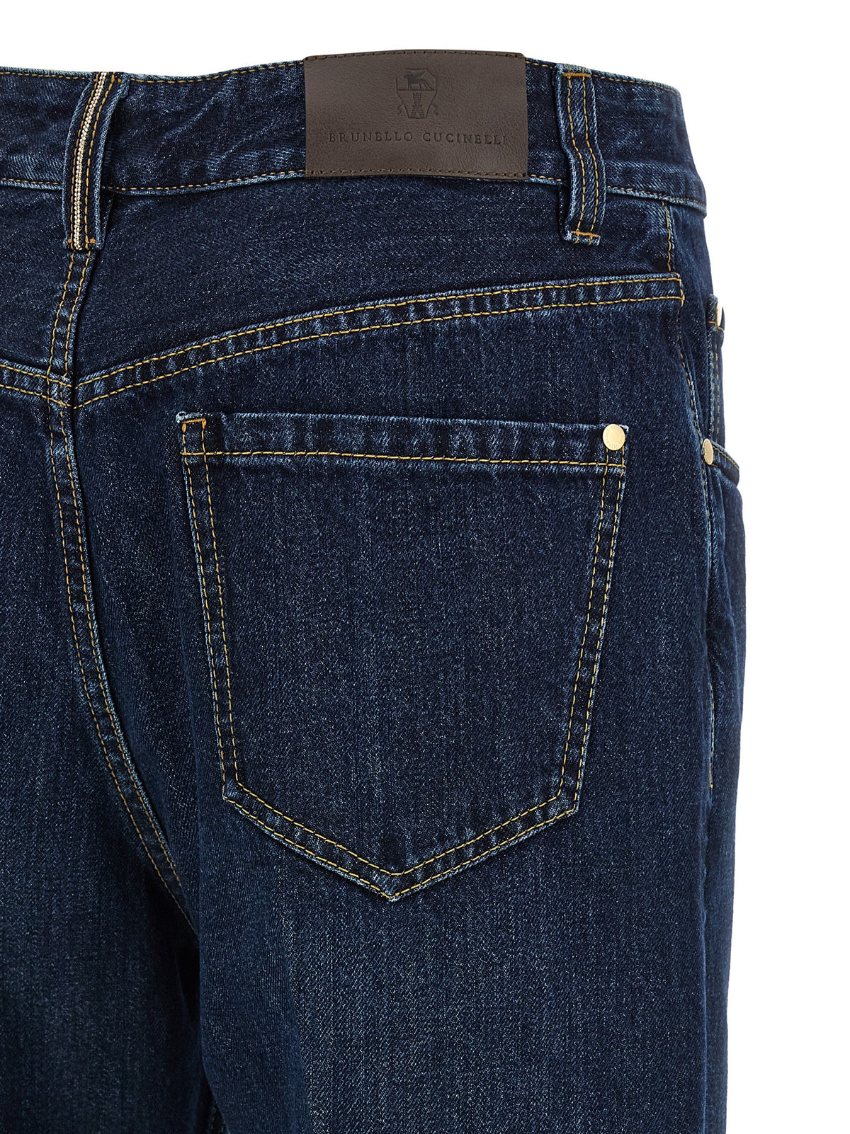 Brunello Cucinelli Monile Women's Straight Leg Wide Cropped Cotton Denim Jeans - Blue Signature