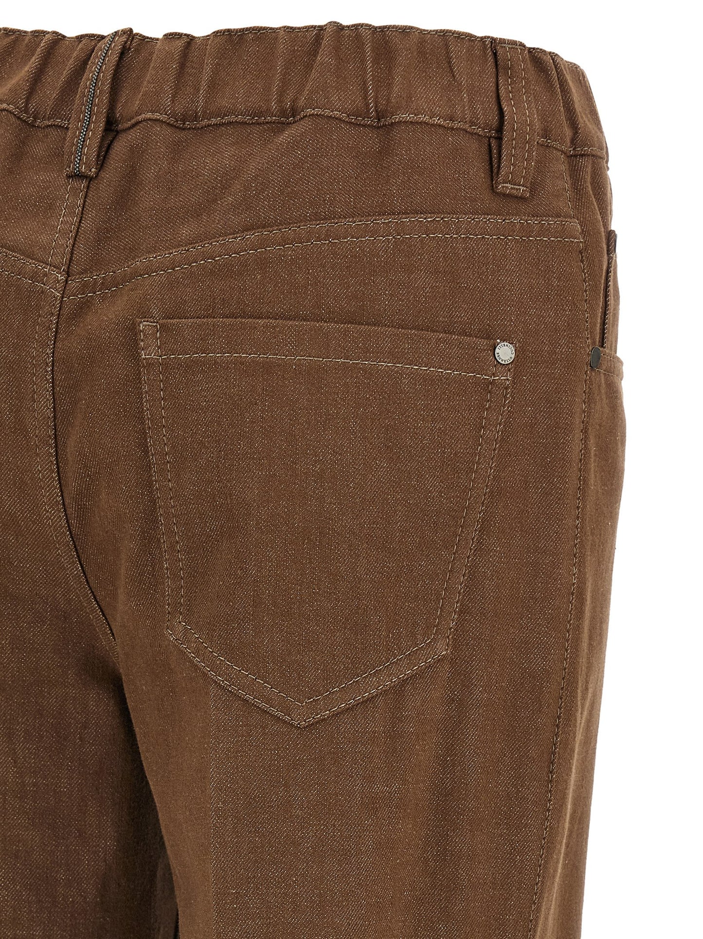 Brunello Cucinelli Monile Women's Straight Leg Wide Denim Cotton Jeans - Brown