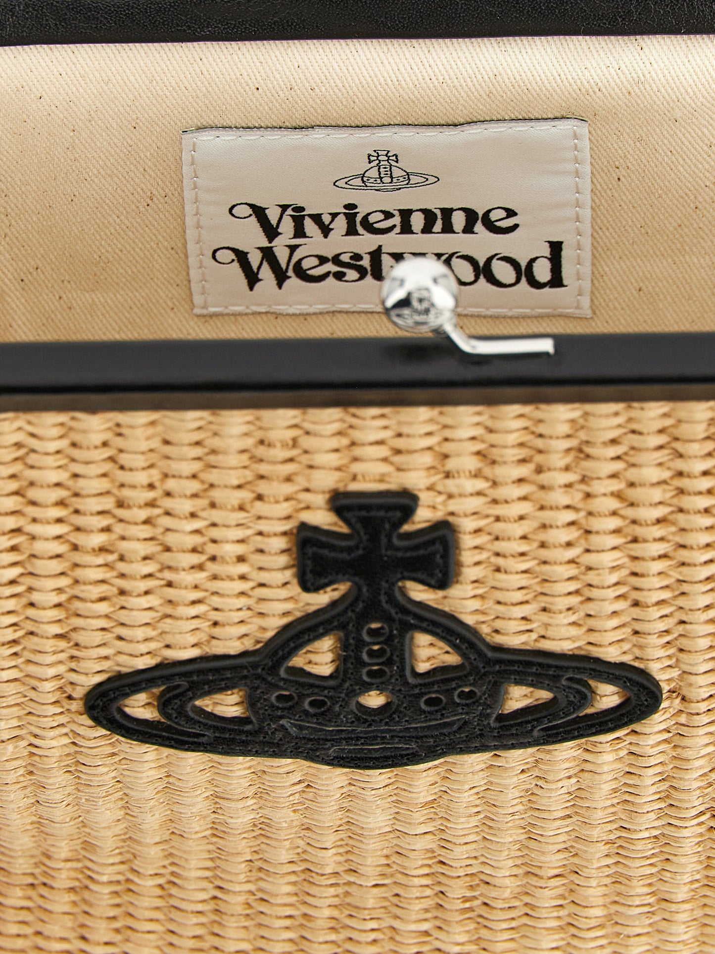 Vivienne Westwood Orb Leather & Cotton Clutch Handbag - Beige Signature
