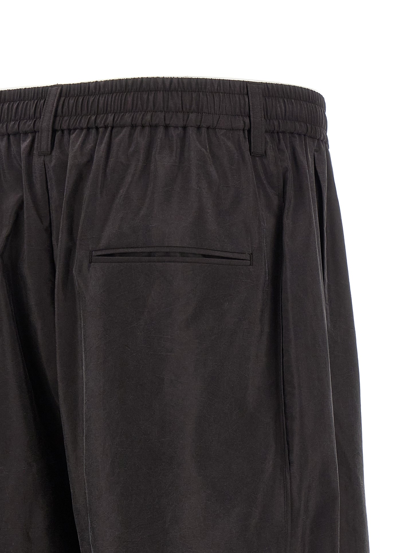 SSSTEIN Track Men's Tapered Leg Athletic Wide Silk & Nylon Trousers - Brown