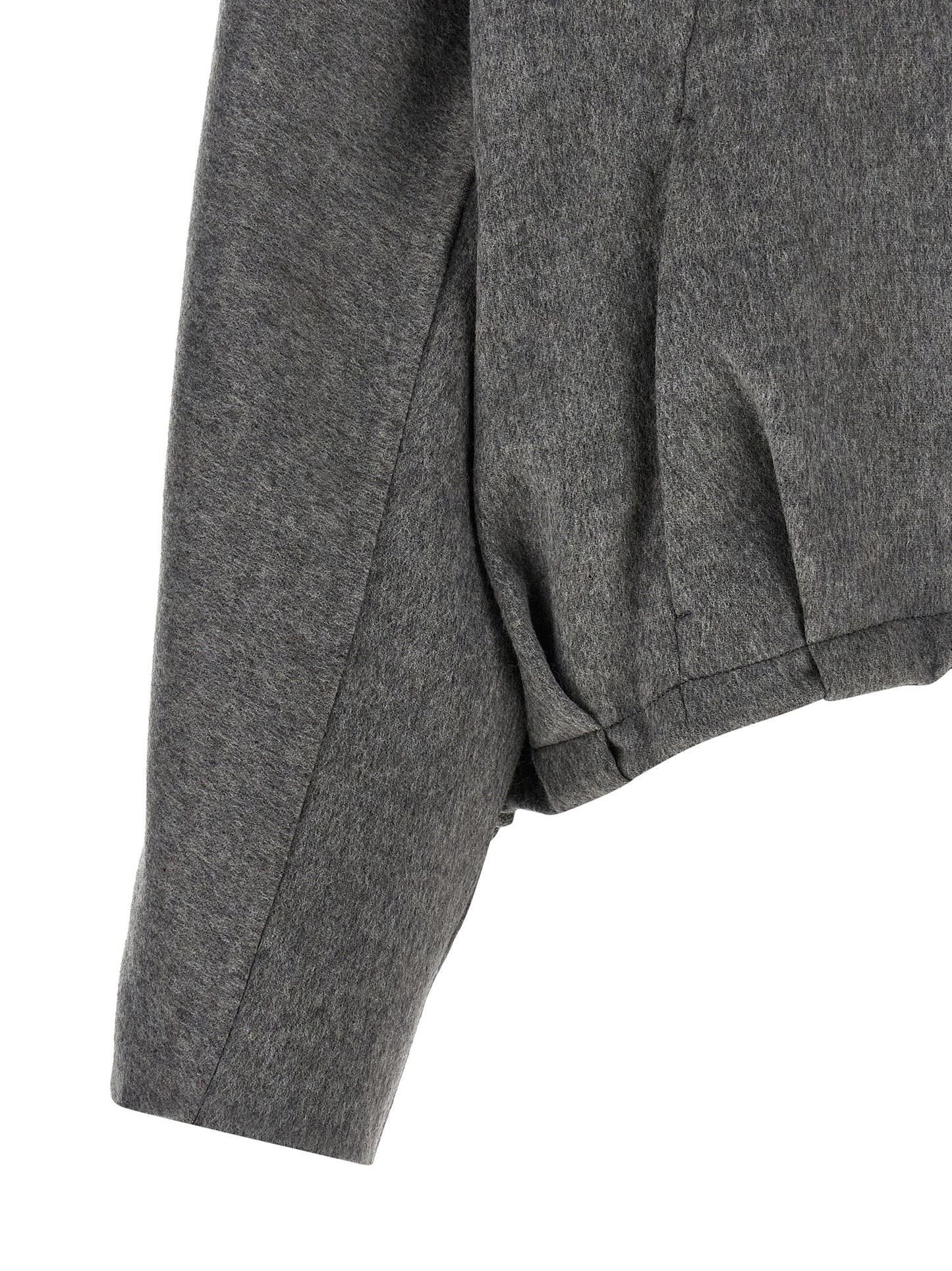 Brunello Cucinelli Monile Women's Crop Top Turtleneck Virgin Wool & Leather Overcoat - Gray