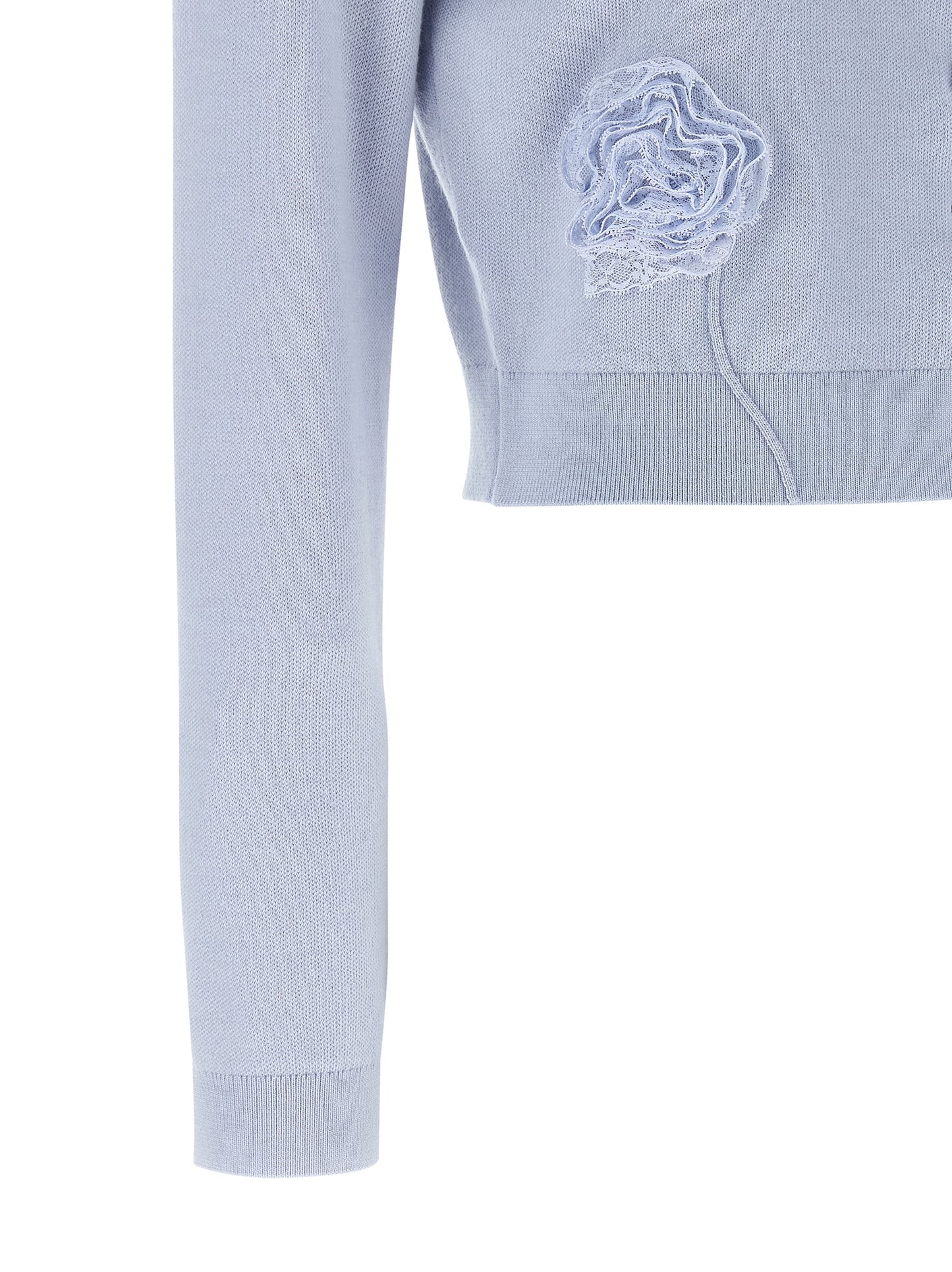 Cardigan by Self-Portrait for women in polyamide polyester silk & wool light-blue presents a textural silhouette, artfully finished with a textural and for a sophisticated, textural look.