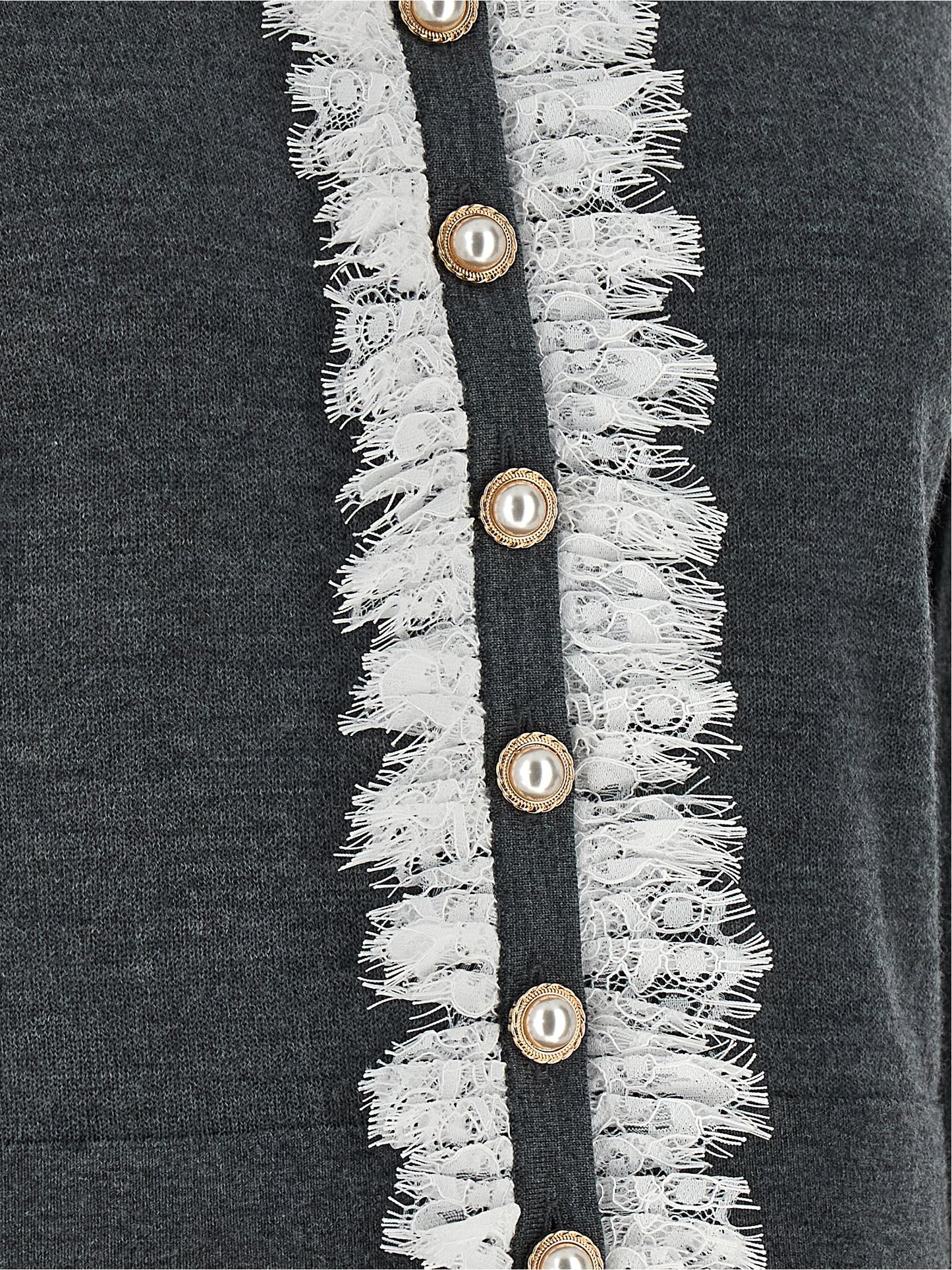 Self-Portrait Women's Crop Top Cropped Wool Cardigan - Gray