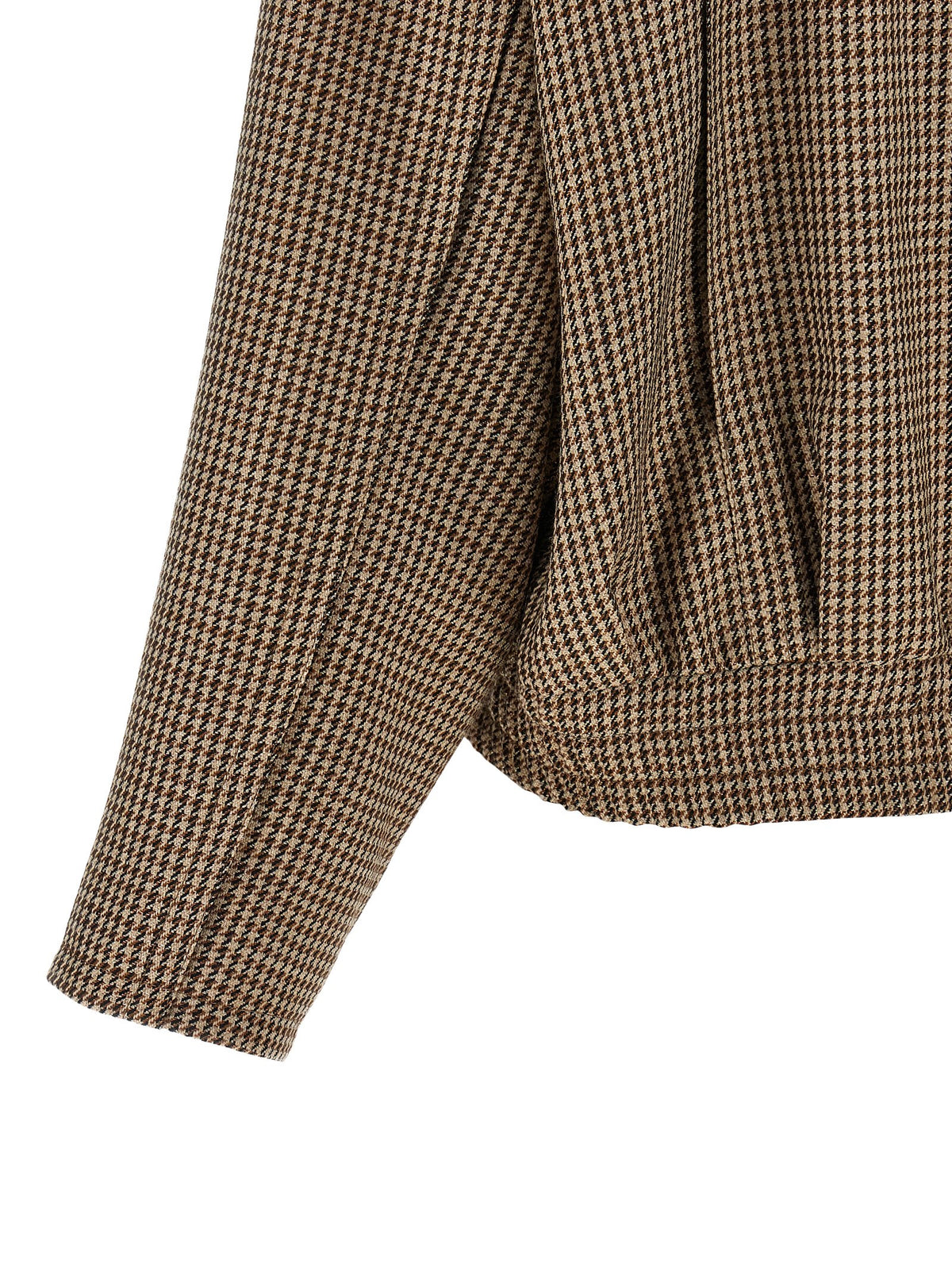 Brunello Cucinelli Monile Women's Silk Virgin Wool Polyamide Leather Jacket - Brown Patterned Signature