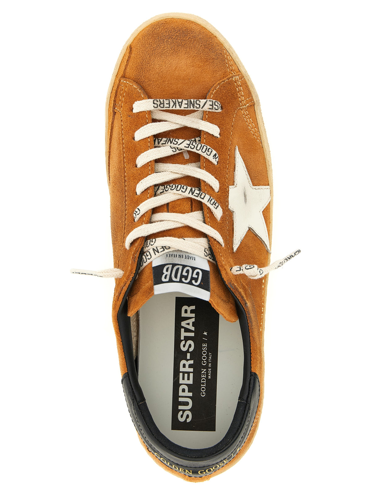 Golden Goose Star Men's Low Top Cowhide Suede Leather Sneakers - Orange Signature