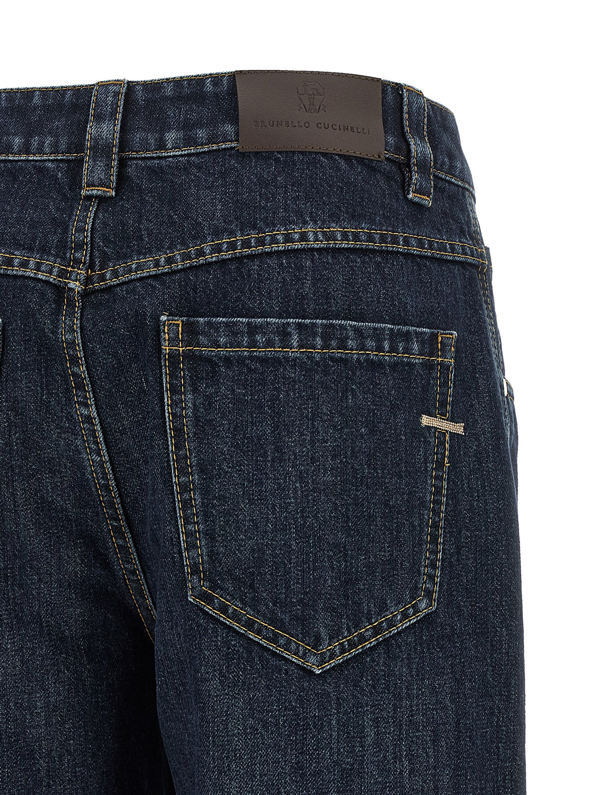 Brunello Cucinelli Monile Women's Straight Leg Mid Rise Cotton Denim Jeans - Blue Signature