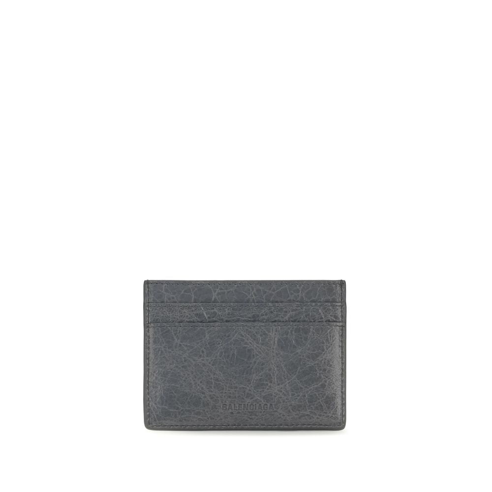 Balenciaga Le City Bos Taurus Suede Calf Leather Cardholder Wallet - Gray Signature