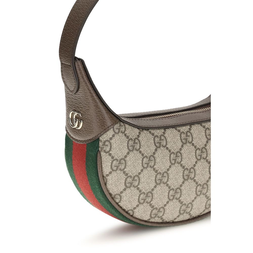 Gucci Gg Ophidia Leather Small Shoulder Handbag - Beige Gold Monogram Striped