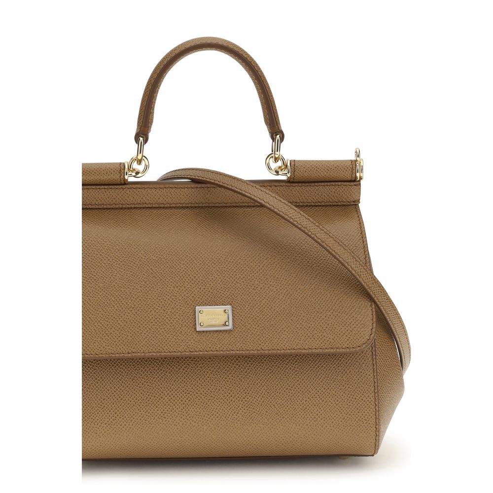 Dolce & Gabbana Bos Taurus Calf Leather Shoulder Flap Bag - Beige Signature