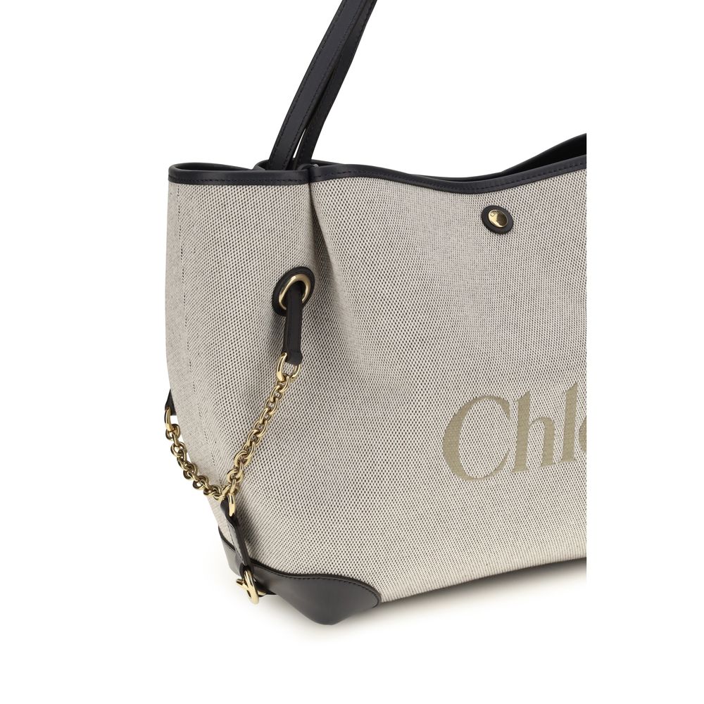 Chloé Clover Calfskin Leather Shoulder Tote Bucket Bag - Gray Gold