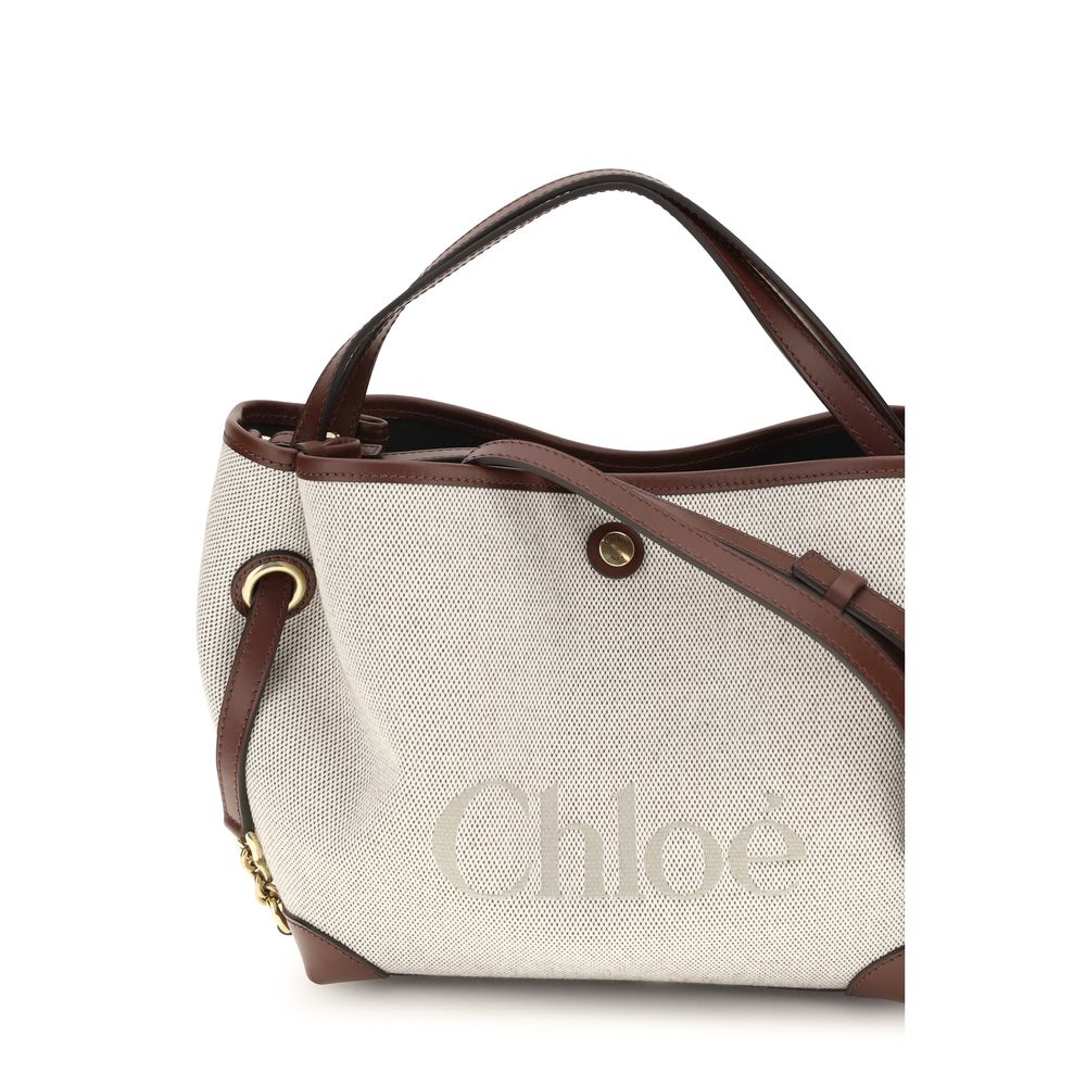 Handbag by Chloé for women in stretch cotton modal canvas beige & jacquard features a refined silhouette, showcasing a secure magnetic & button, organized , and versatile shoulder-strap, handle & adjustable-strap for a refined finish.
