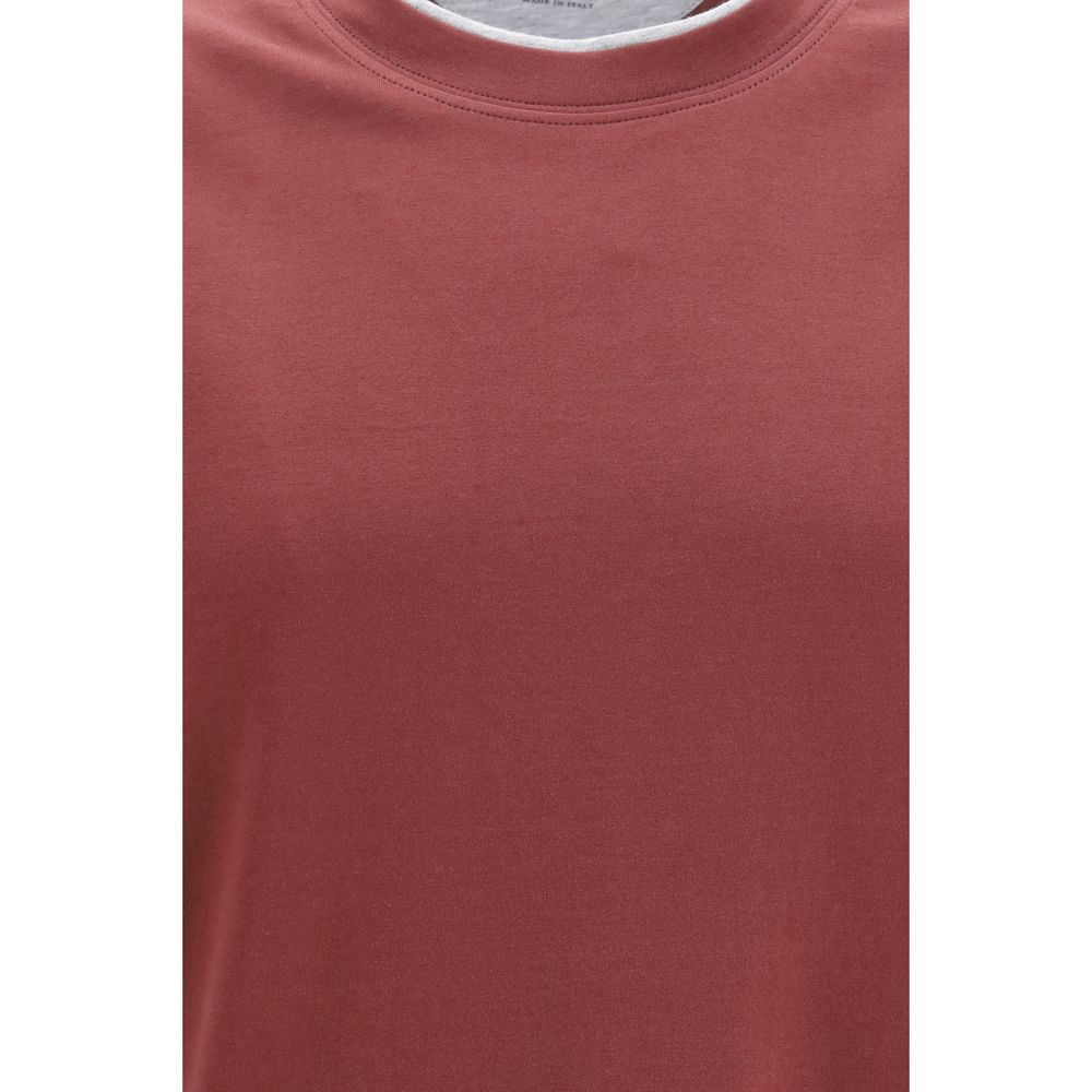 Brunello Cucinelli Men's Regular Fit Cotton T-Shirt - Bordeaux Patterned