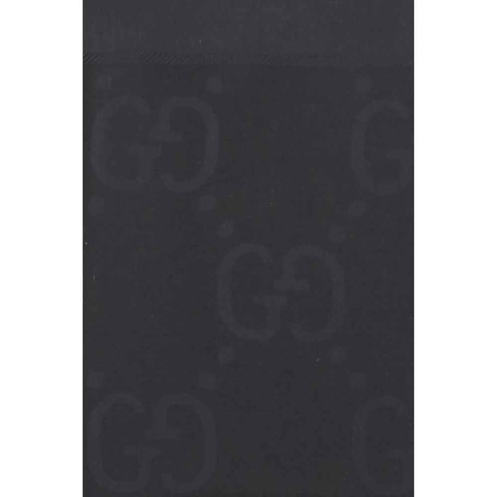 Gucci Gg Wool & Silk Frayed-Edge Scarf - Black Patterned Jacquard