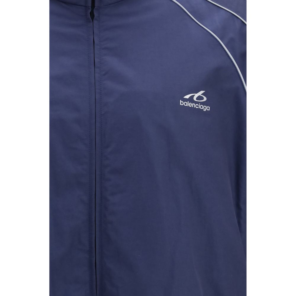 Balenciaga Men's Polyamide Cotton Track Jacket - Blue Signature