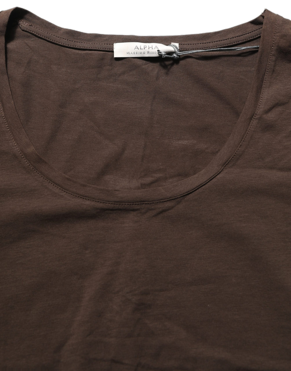 Alpha Massimo Rebecchi Alpha Women's Slim Long-Sleeve Round Neck Stretch Cotton Blouse - Brown