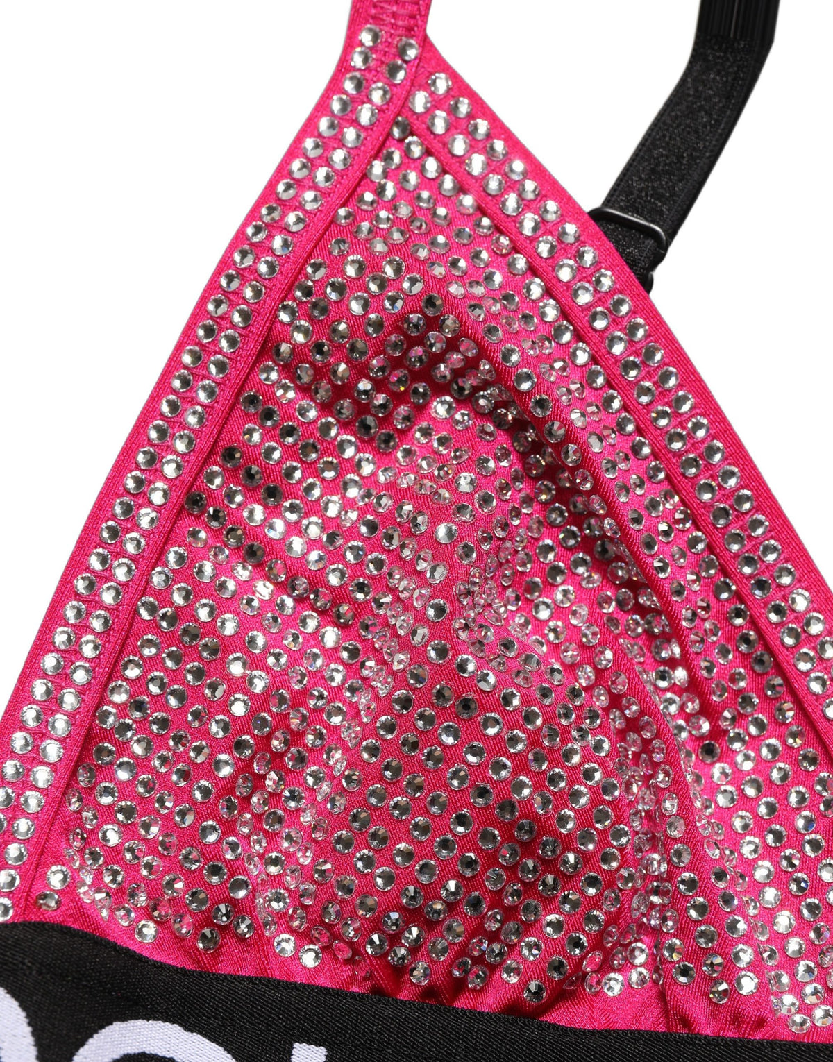 Dolce & Gabbana Women's Crop Top Cropped Nylon & Crystal Tank - Fuchsia Pink Signature
